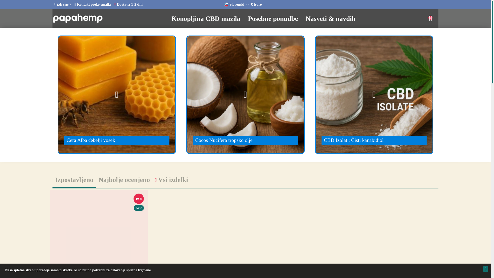 website screenshot of https://papahemp.si/