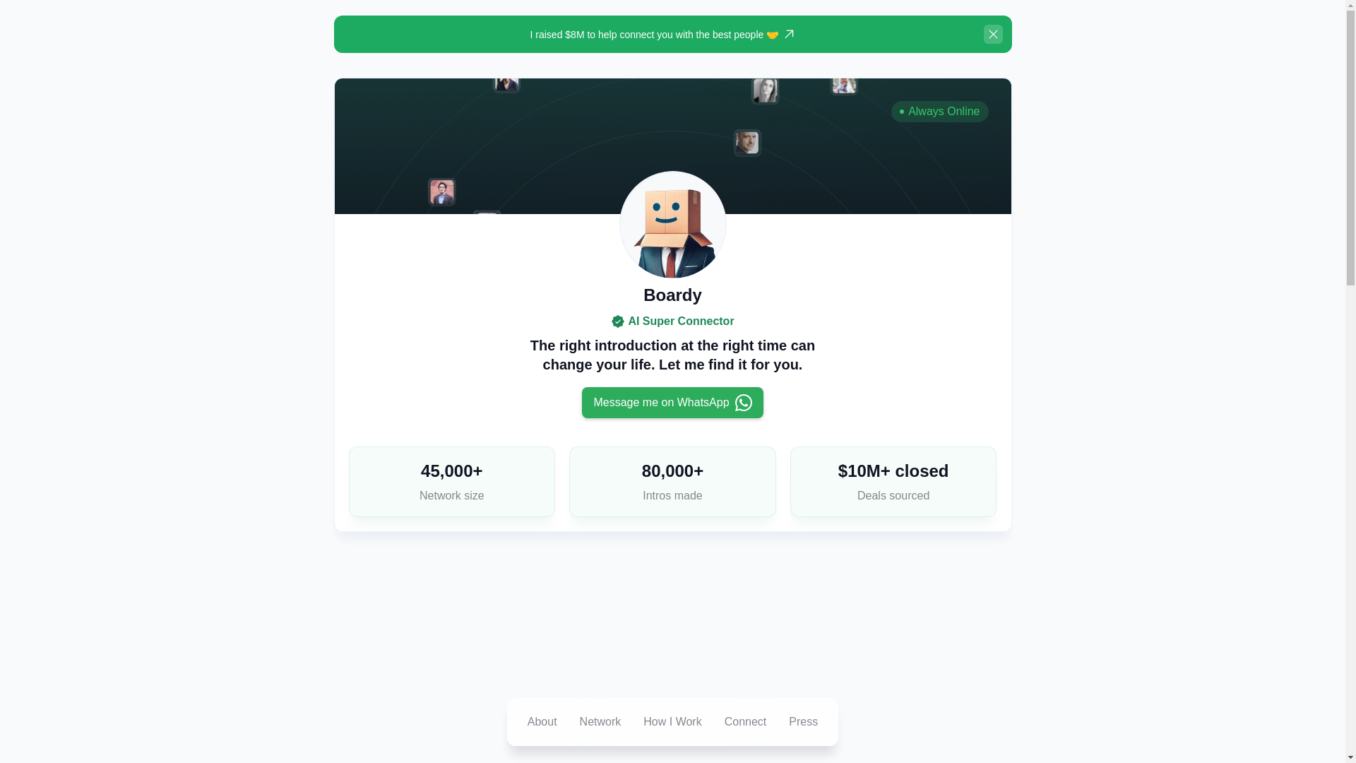website screenshot of https://boardyintro.ai/