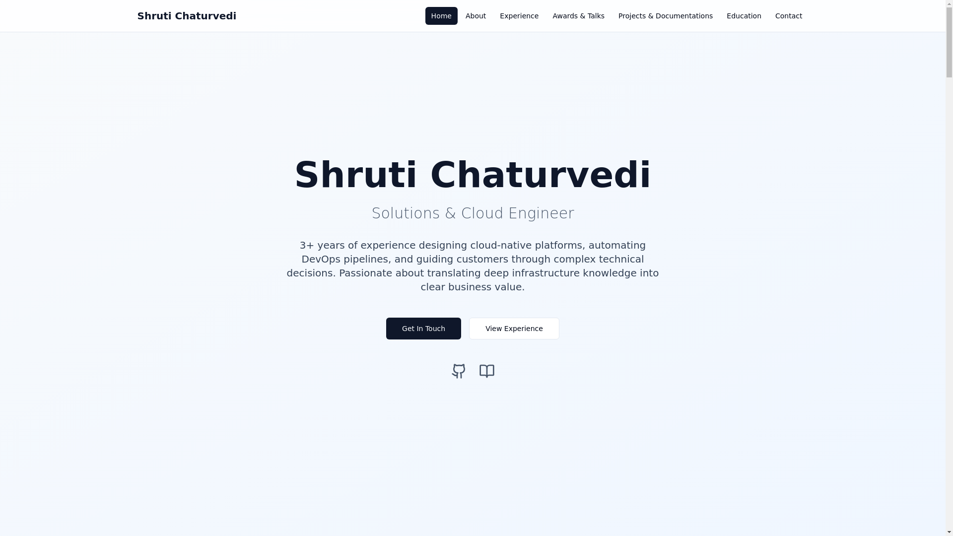 website screenshot of https://shruti-chaturvedi.netlify.app/