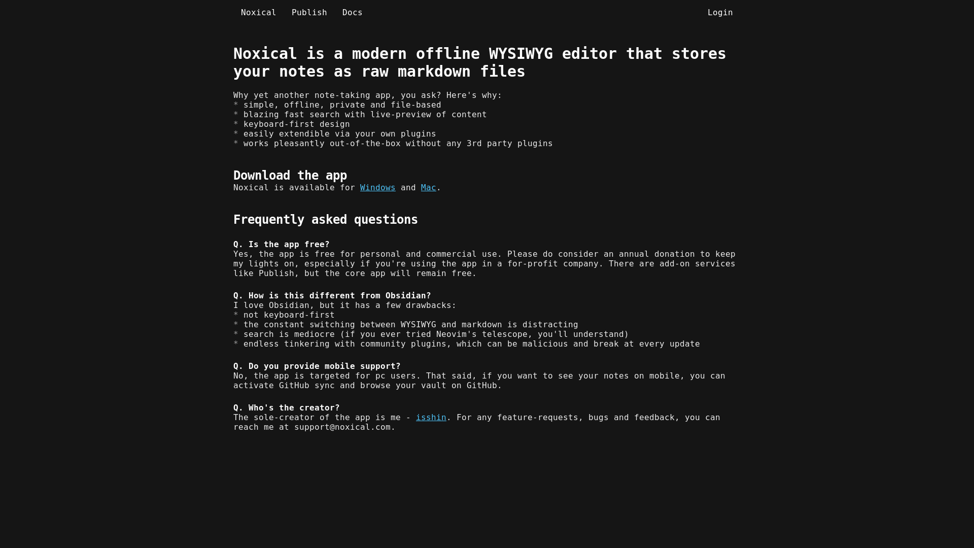 website screenshot of https://noxical.pages.dev/