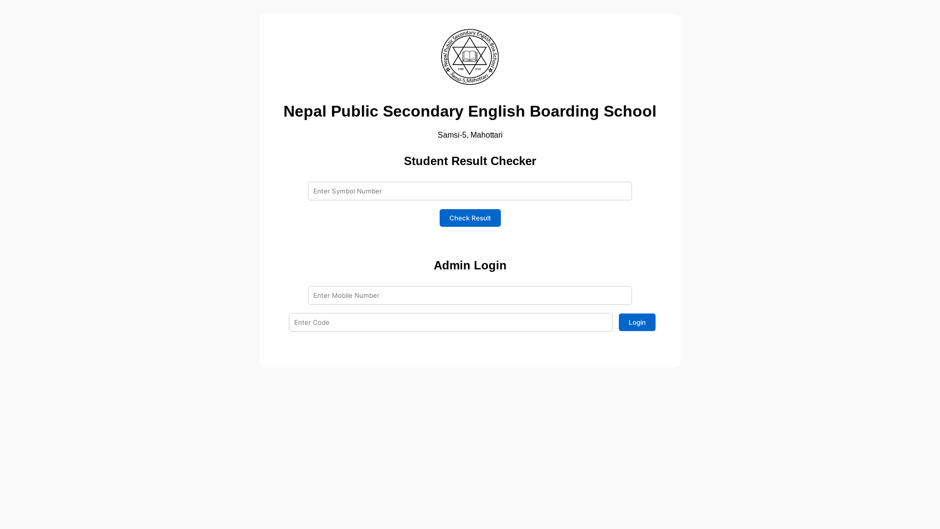 website screenshot of https://nepalpublicresult.pages.dev/