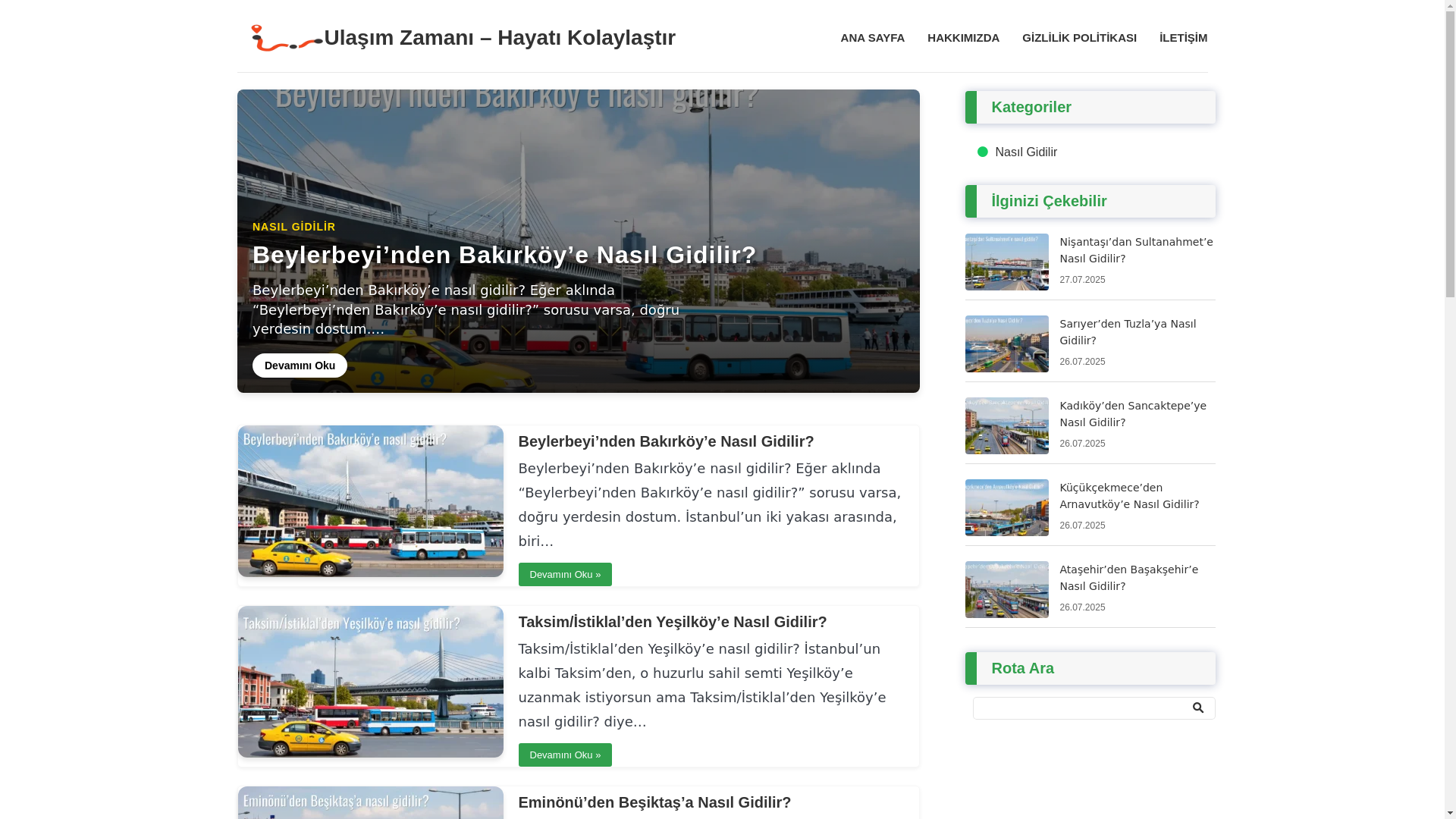 website screenshot of https://ulasimzamani.com/