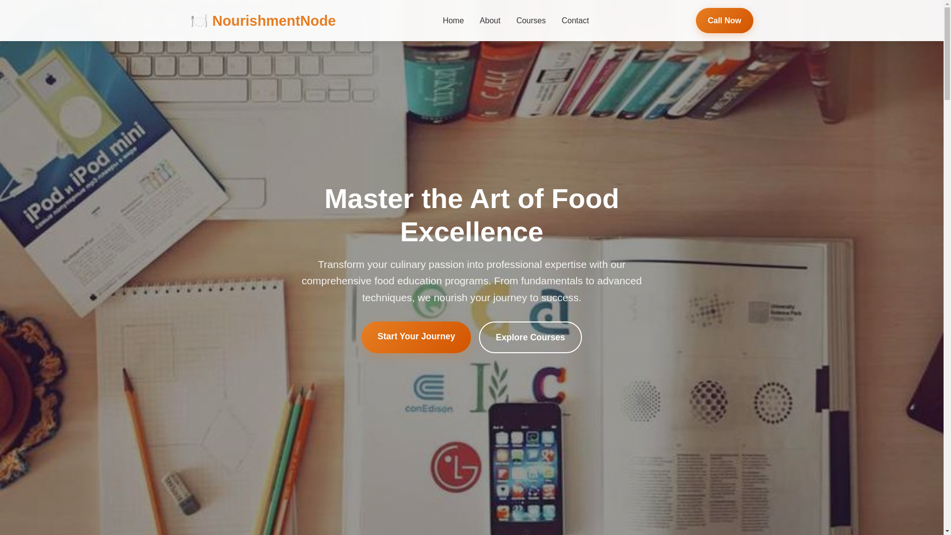 website screenshot of https://nourishmentnode.courses/
