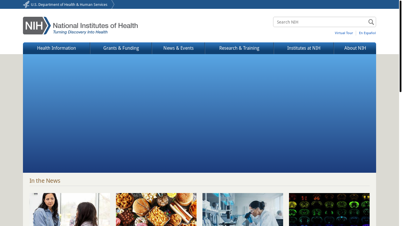 website screenshot of https://nih.gov/