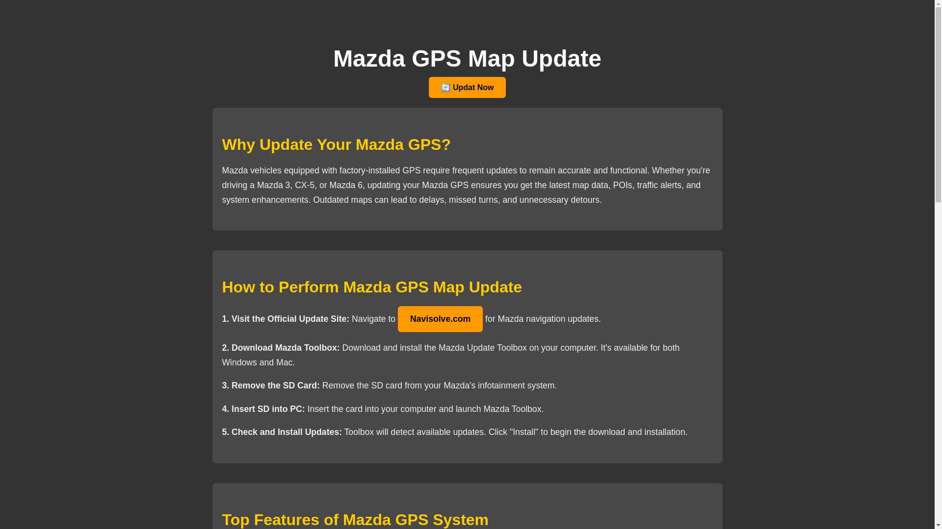 website screenshot of https://mazda-gps-update.pages.dev/