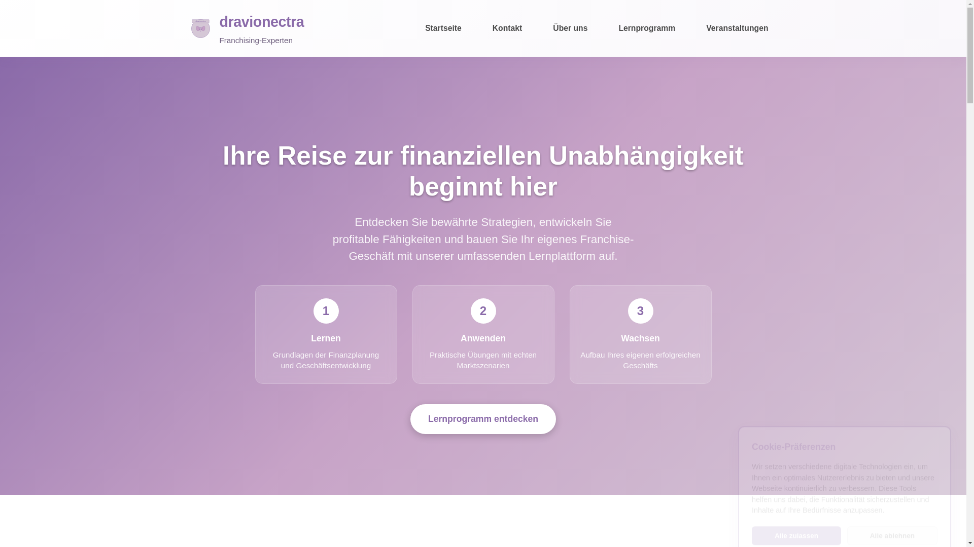 website screenshot of https://dravionectra.com/