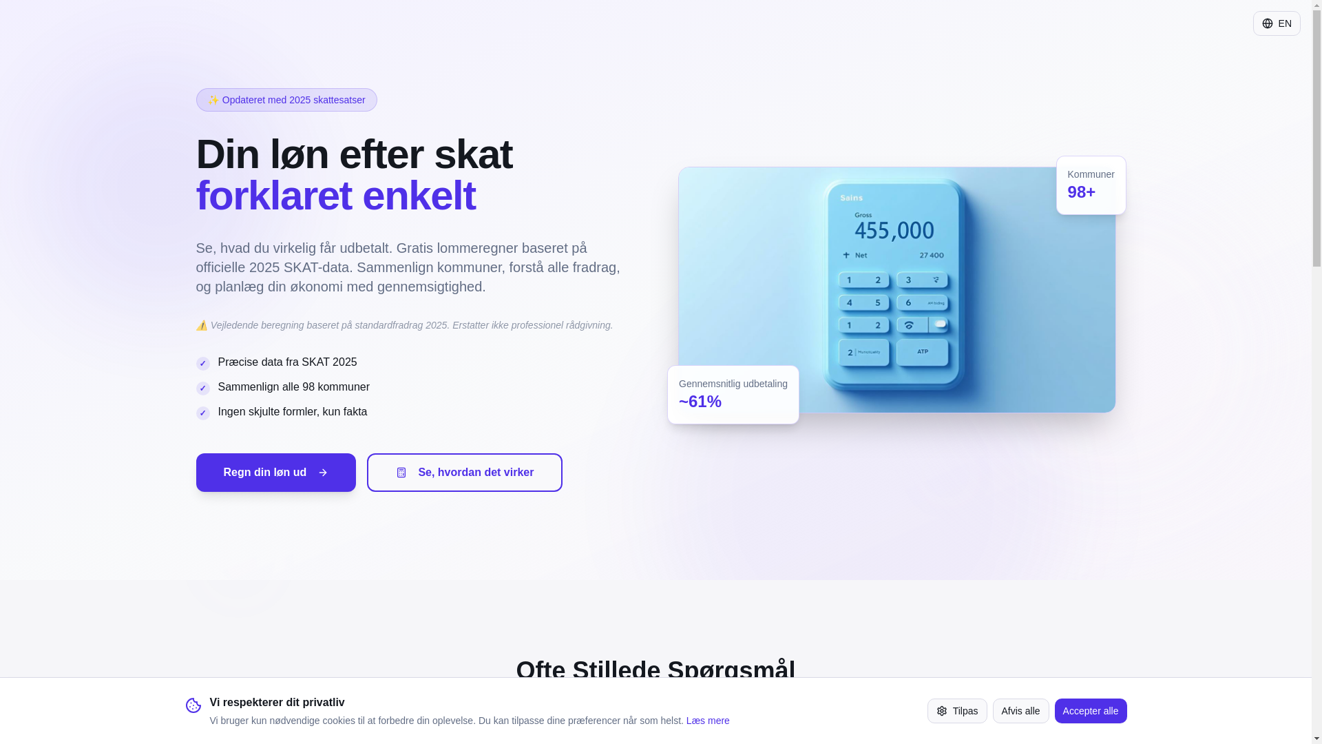 website screenshot of https://dinefterskat.dk/