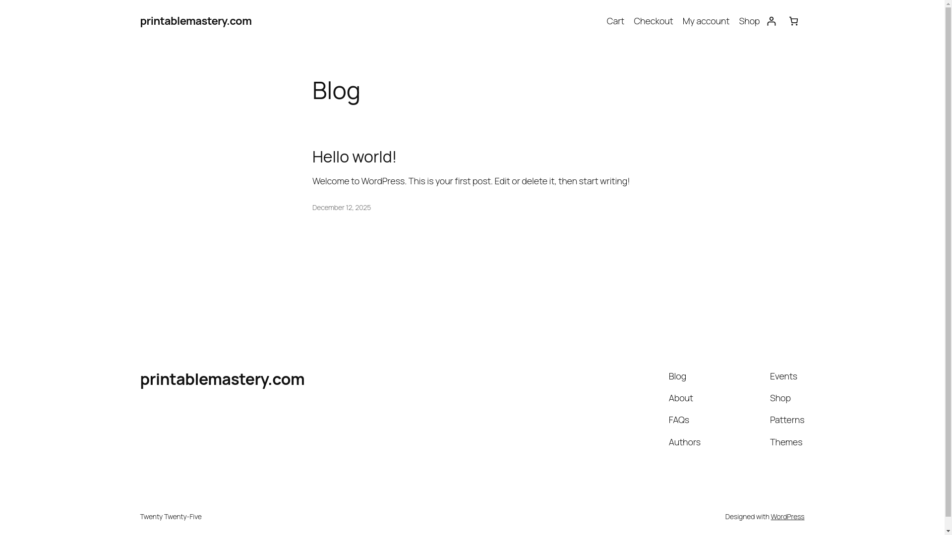 website screenshot of https://printablemastery.com/