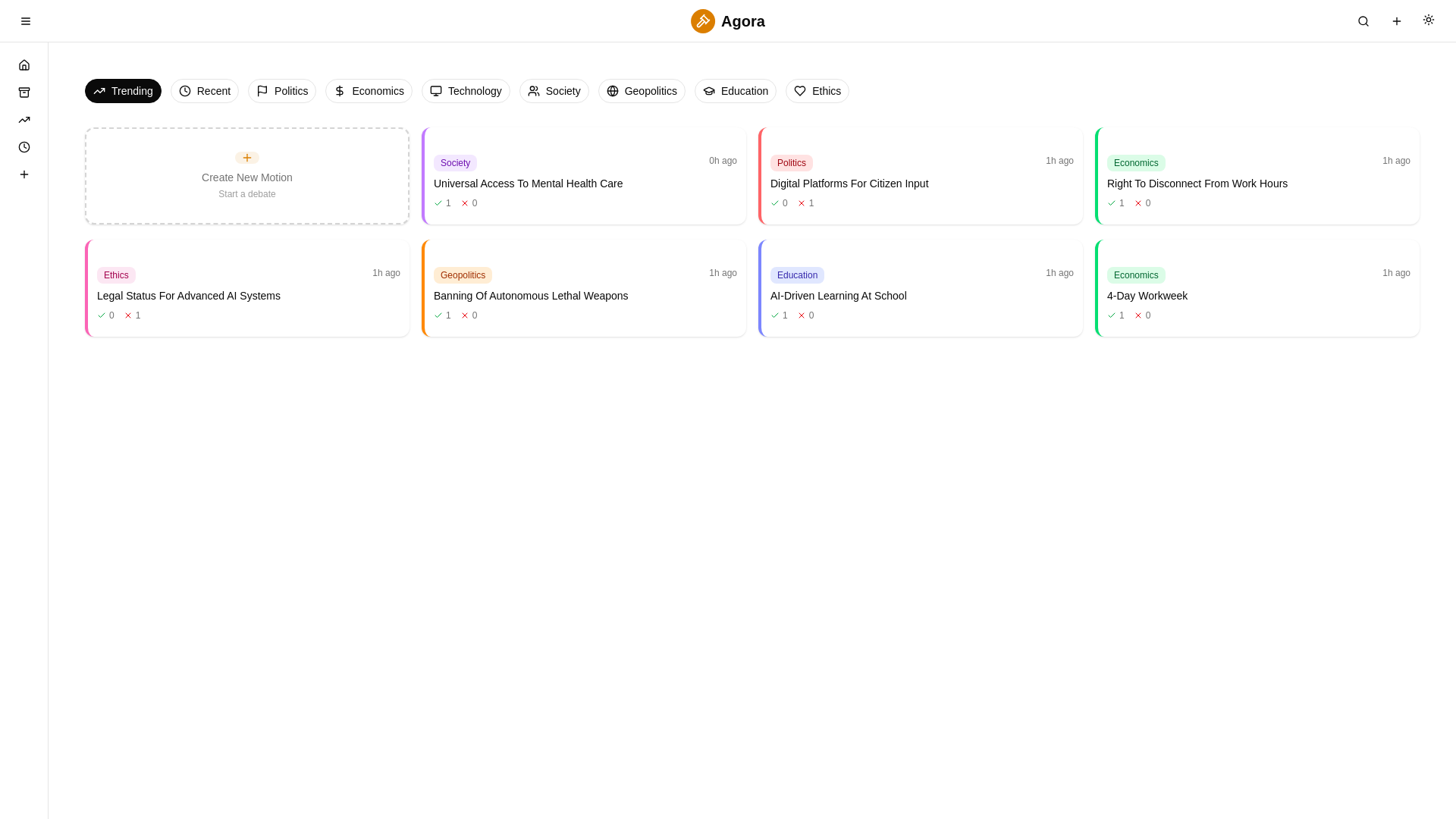 website screenshot of https://agoradebate.app/