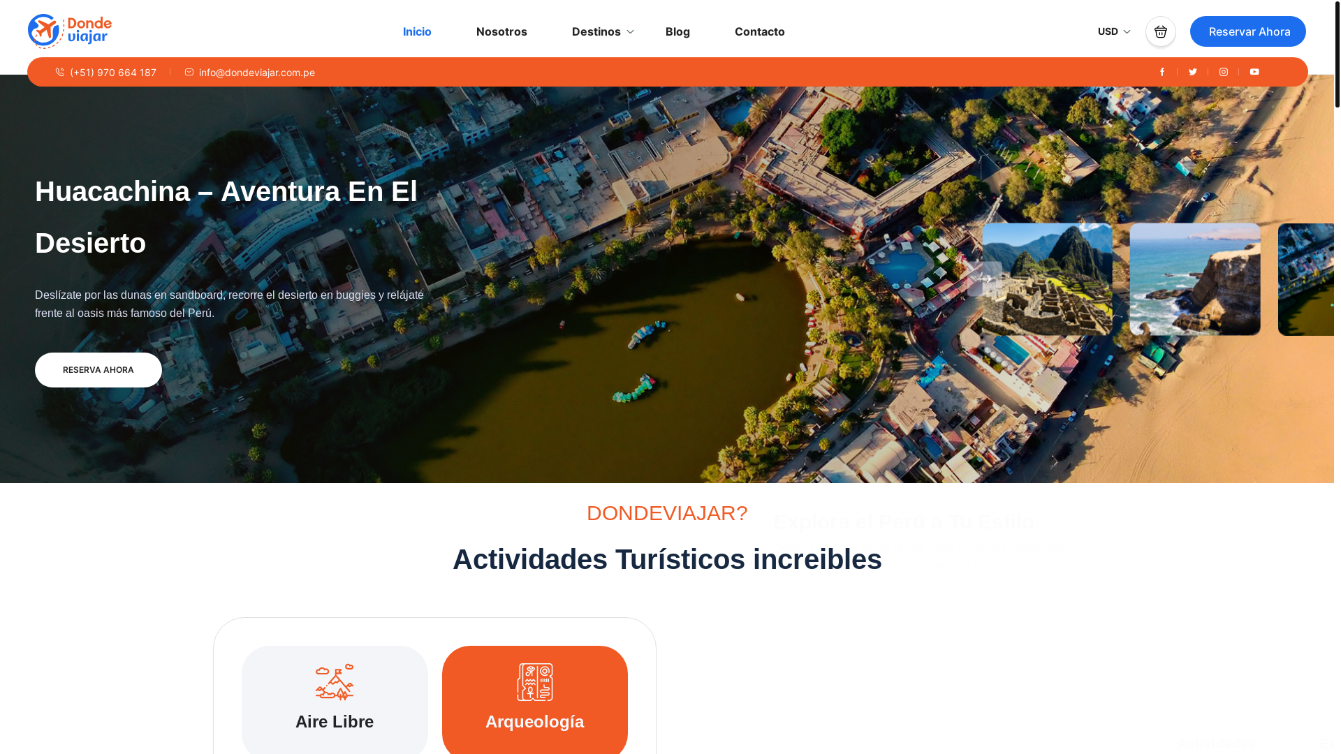 website screenshot of https://dondeviajar.com.pe