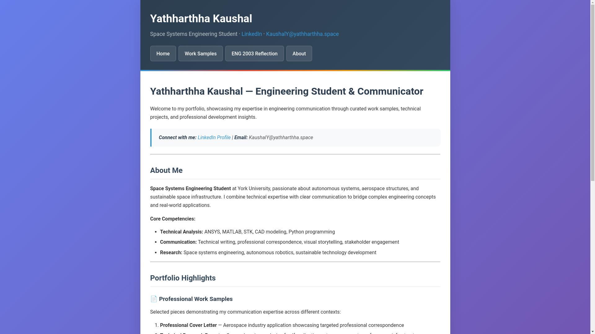 website screenshot of https://yathharthha.space/