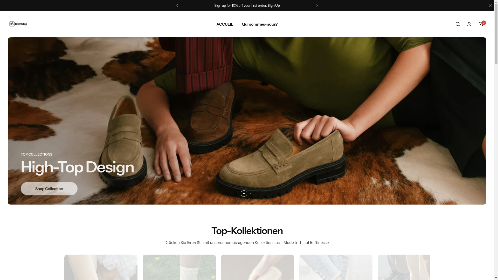 website screenshot of https://kraftstepps.store/