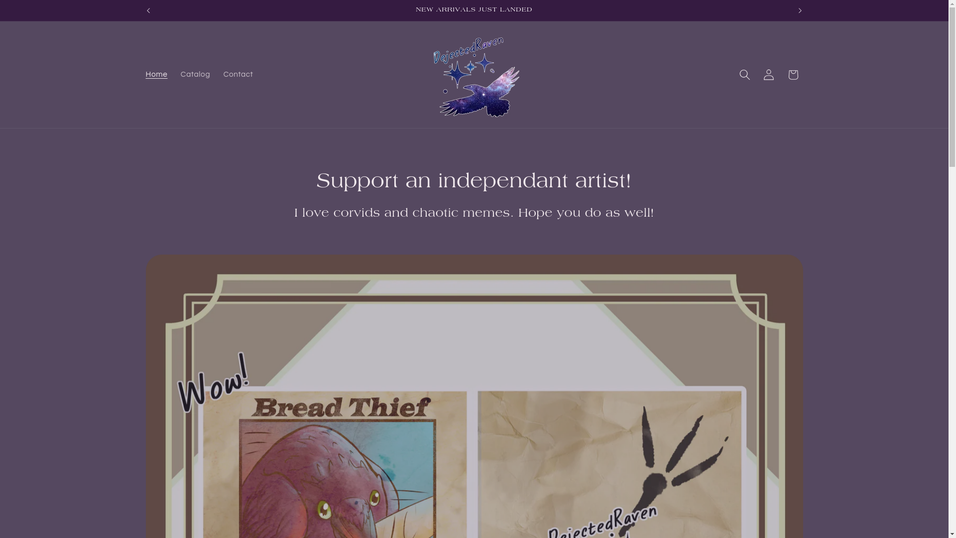 website screenshot of https://dejectedraven.com/