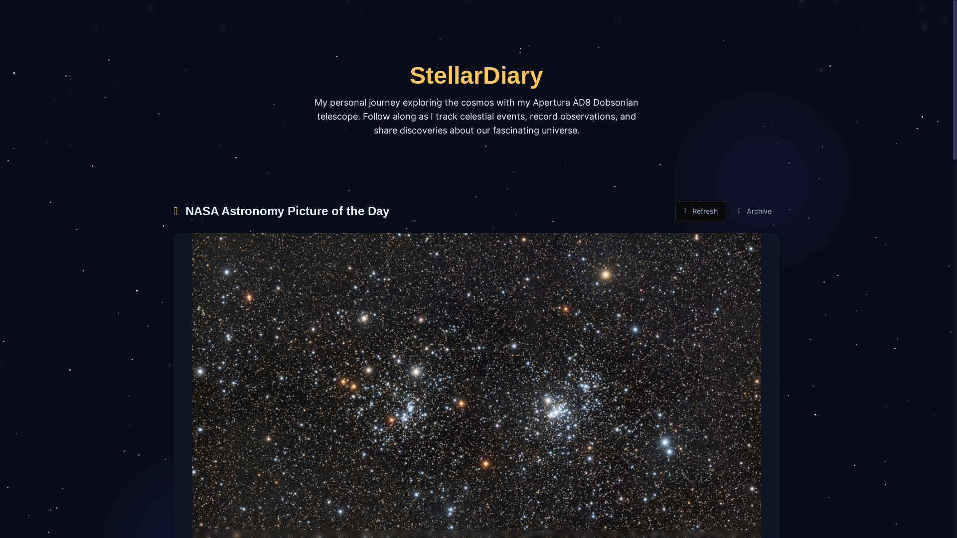 website screenshot of https://stellardiary.org/