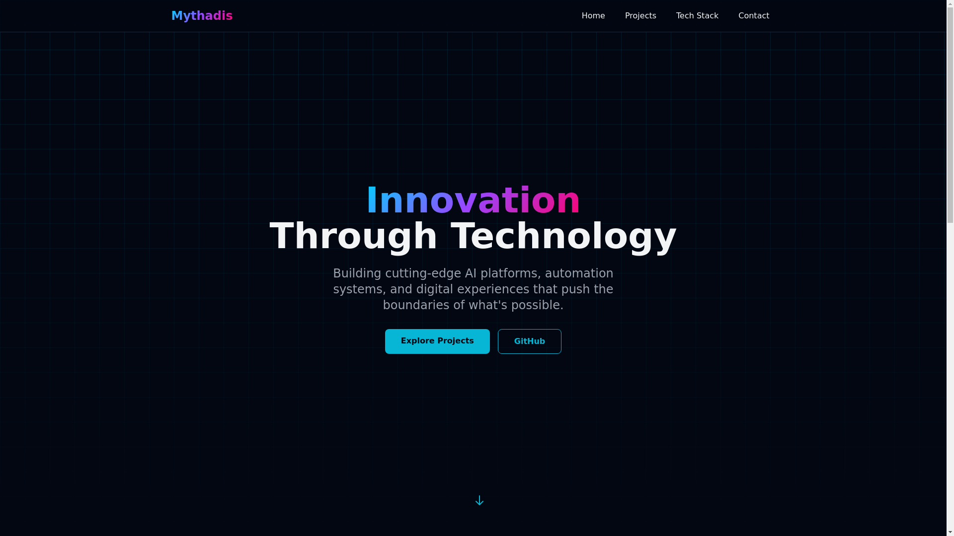 website screenshot of https://mythadis.com/
