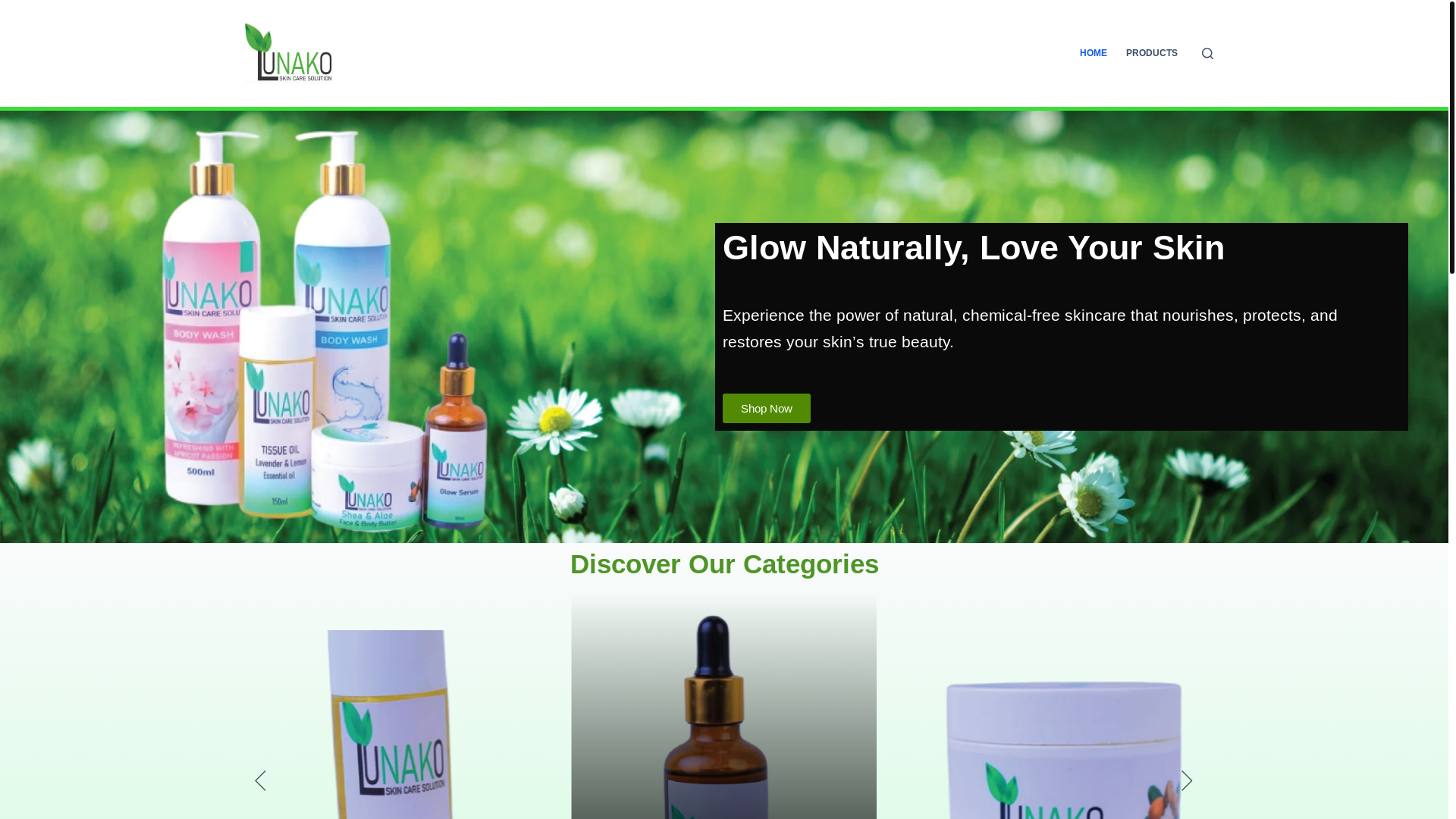 website screenshot of https://lunakoskincaresolution.co.za/