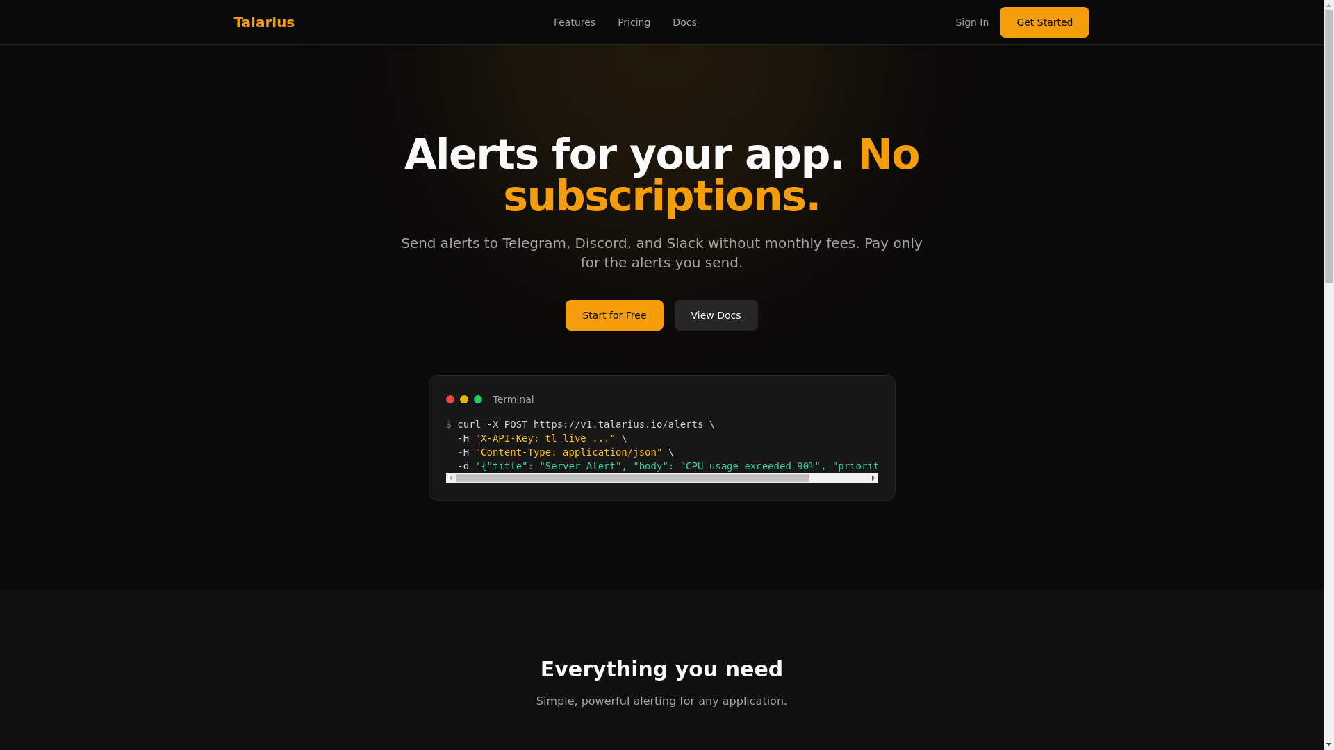 website screenshot of https://talarius-marketing-dev.pages.dev/