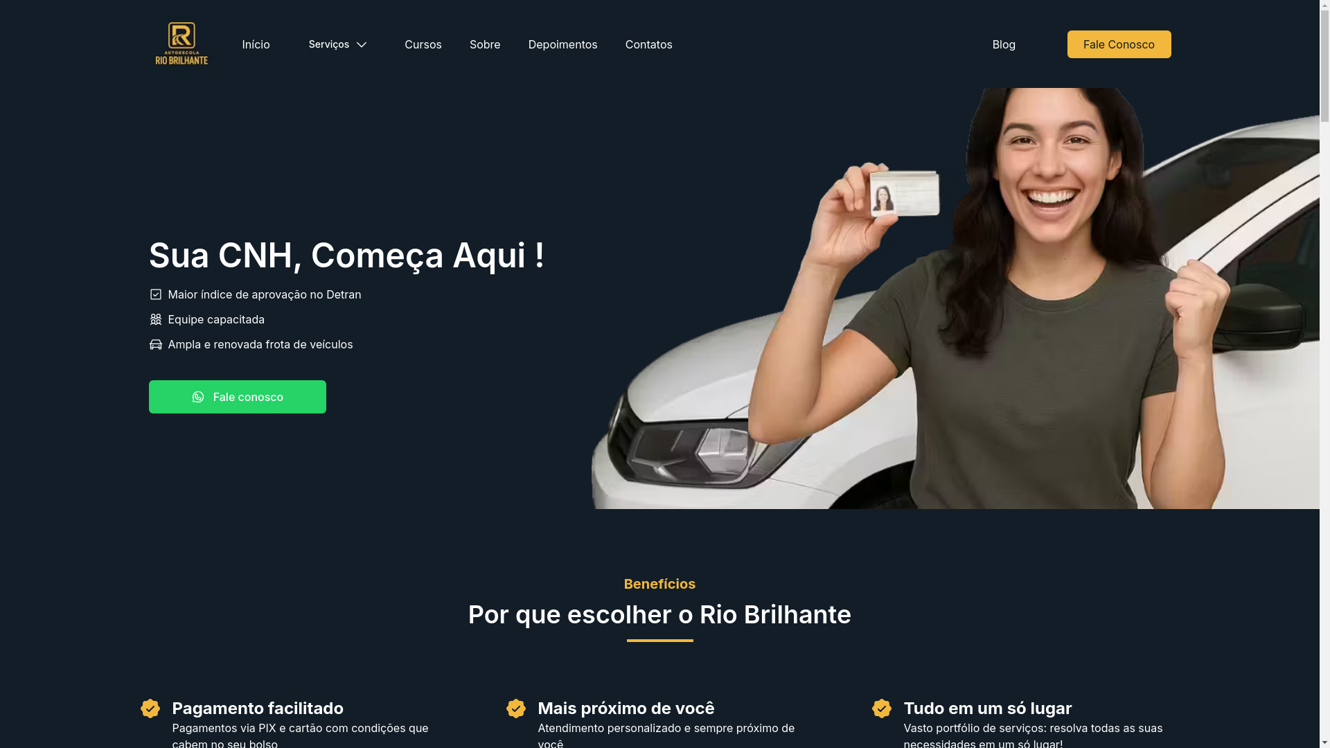 website screenshot of https://autoescolariobrilhante.com.br/