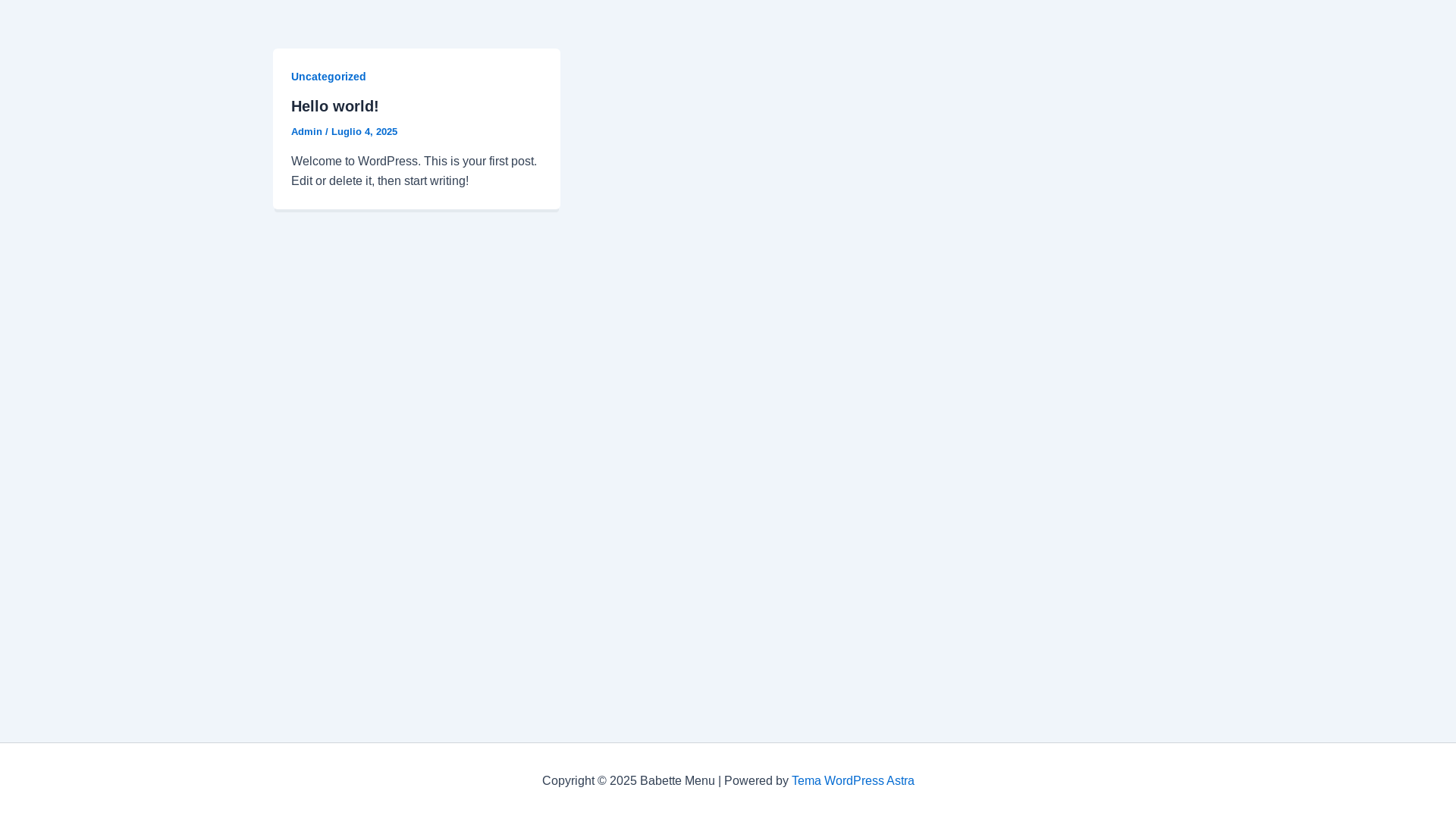 website screenshot of https://babettemenu.it/