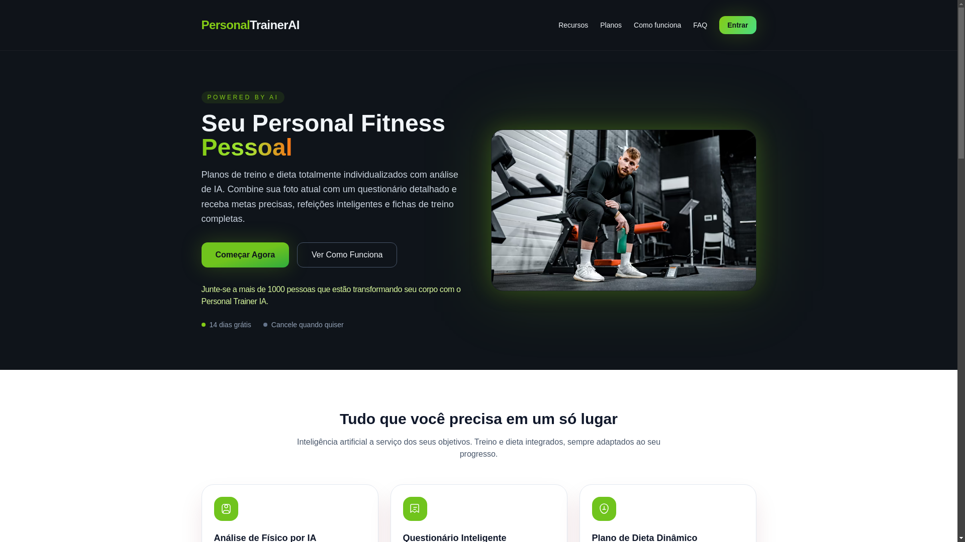 website screenshot of https://personal-trainer-ai.pages.dev/