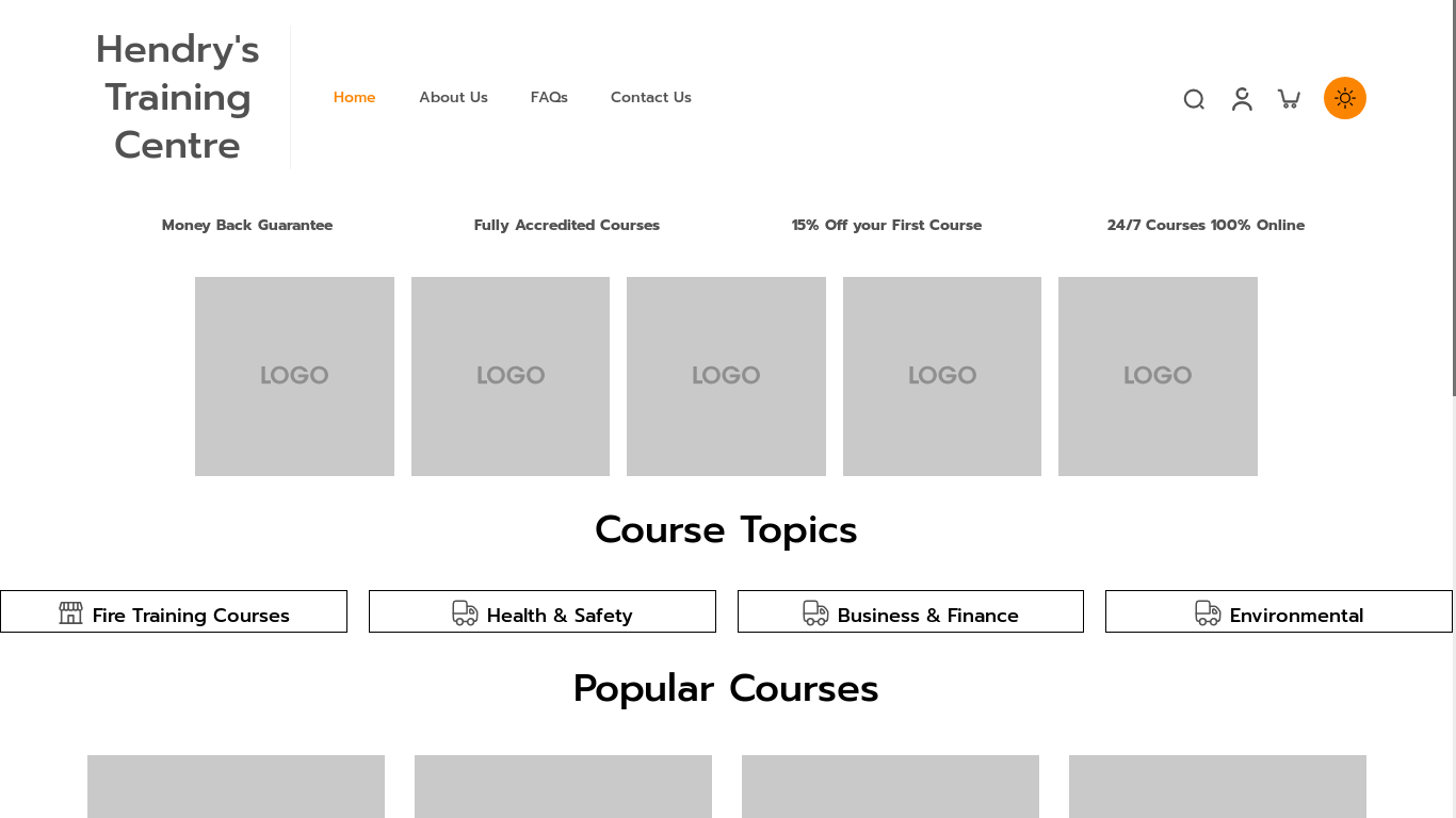 website screenshot of https://hendrys-training-centre.com/