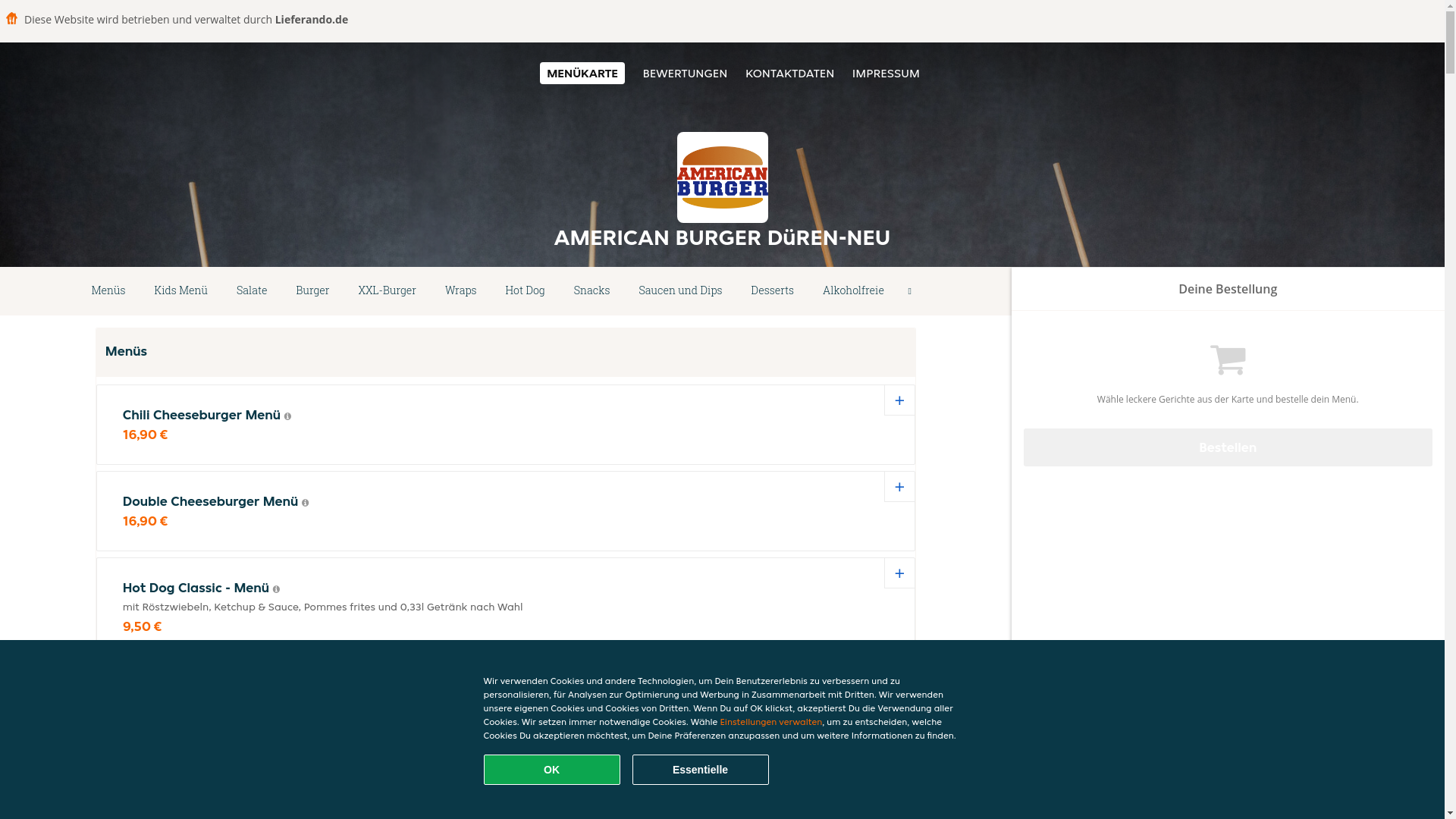 website screenshot of https://americanburger-duren.de/
