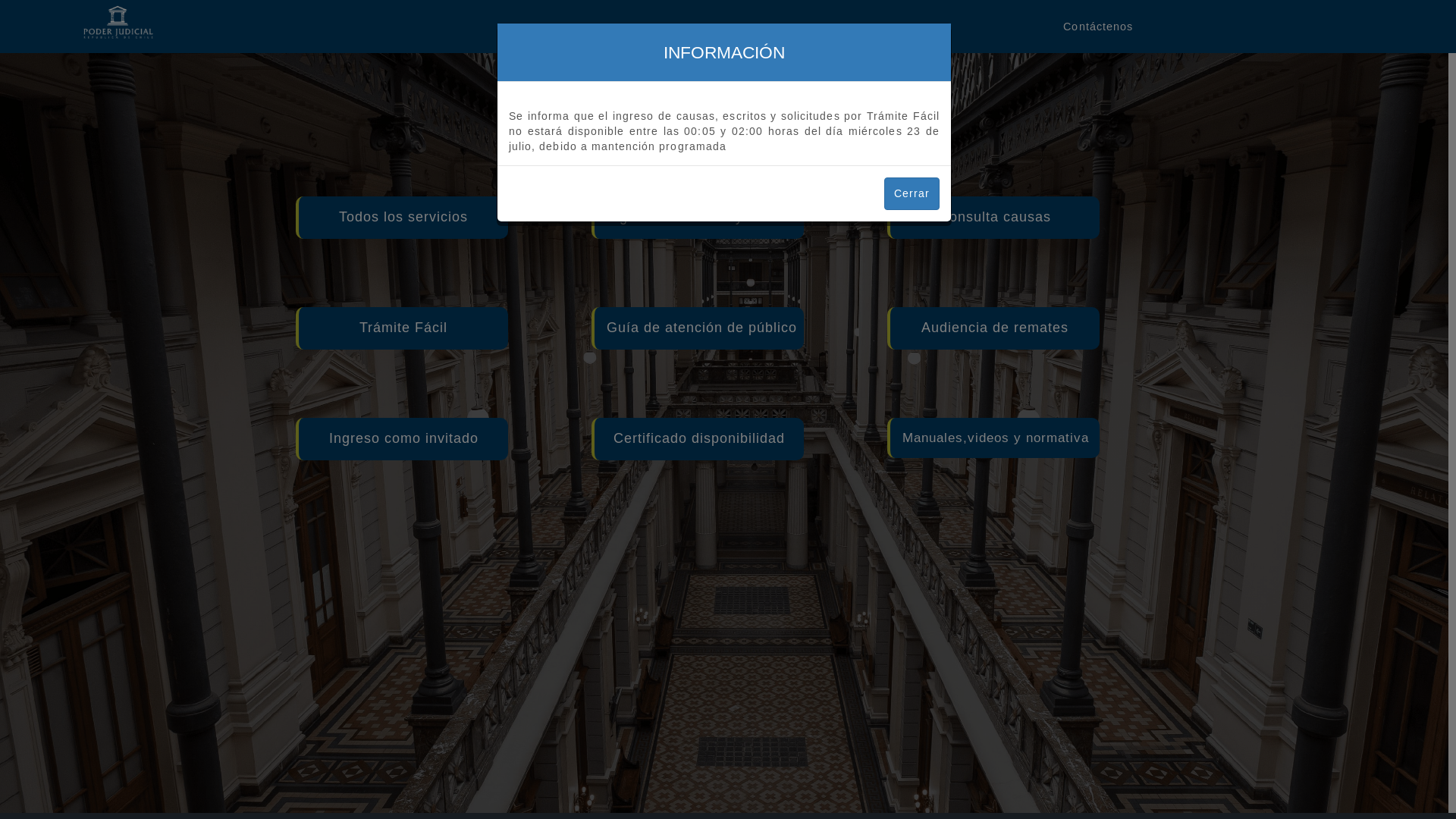 website screenshot of https://oficinajudicialvirtual.pjud.cl/
