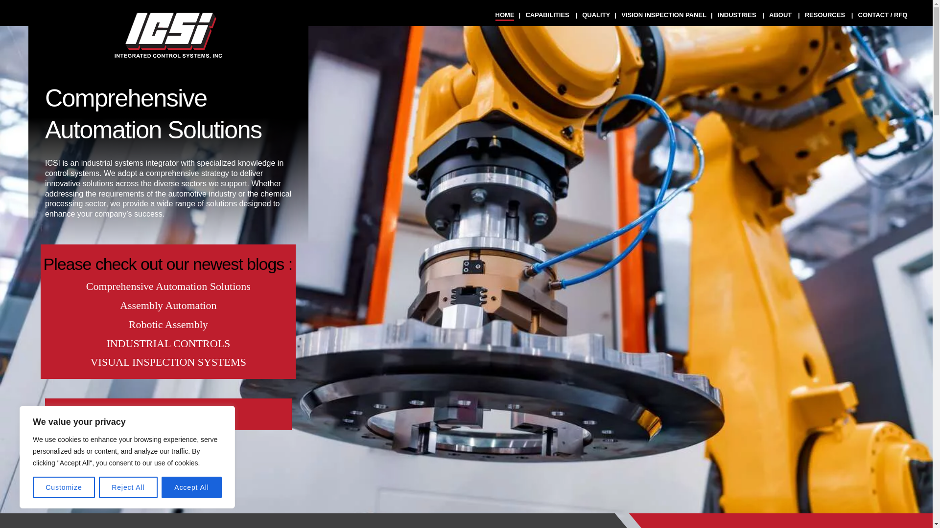 website screenshot of http://www.integrated-controls.com/