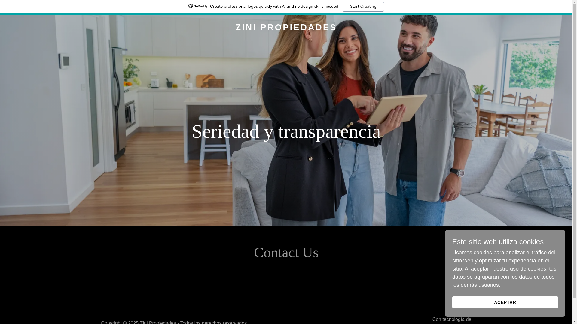 website screenshot of https://zinipropiedades.com/