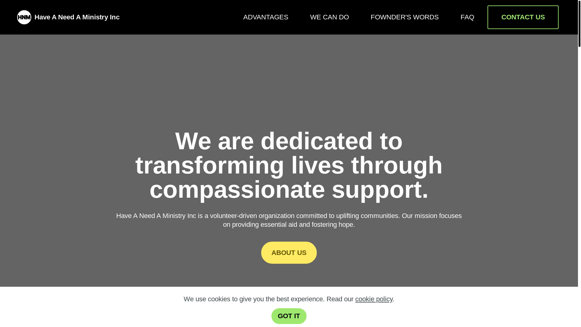 website screenshot of https://haveaneed-aministry.com/