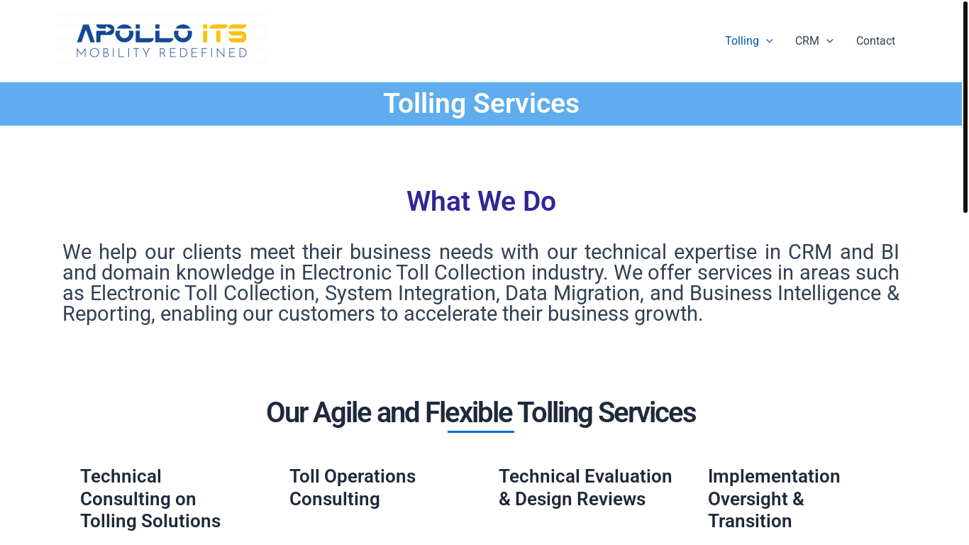 website screenshot of https://apolloits.com/