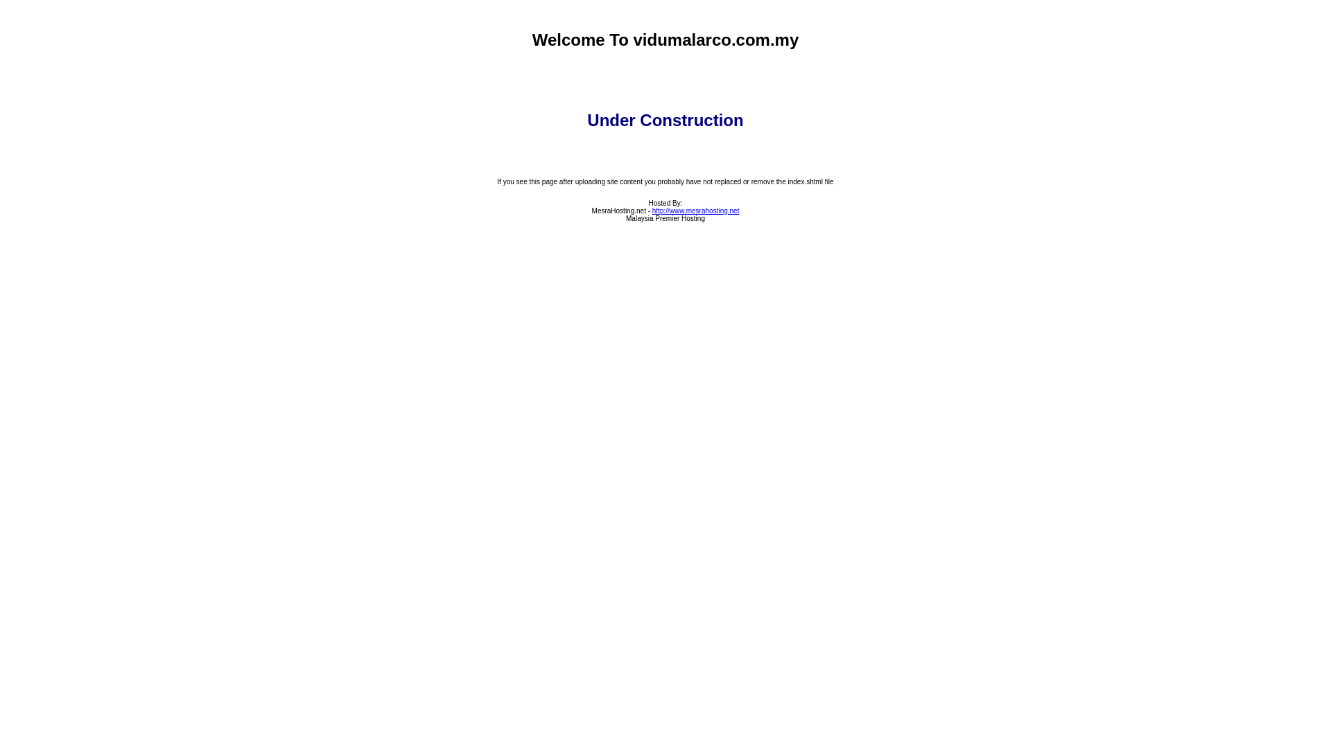 website screenshot of https://vidumalarco.com.my/
