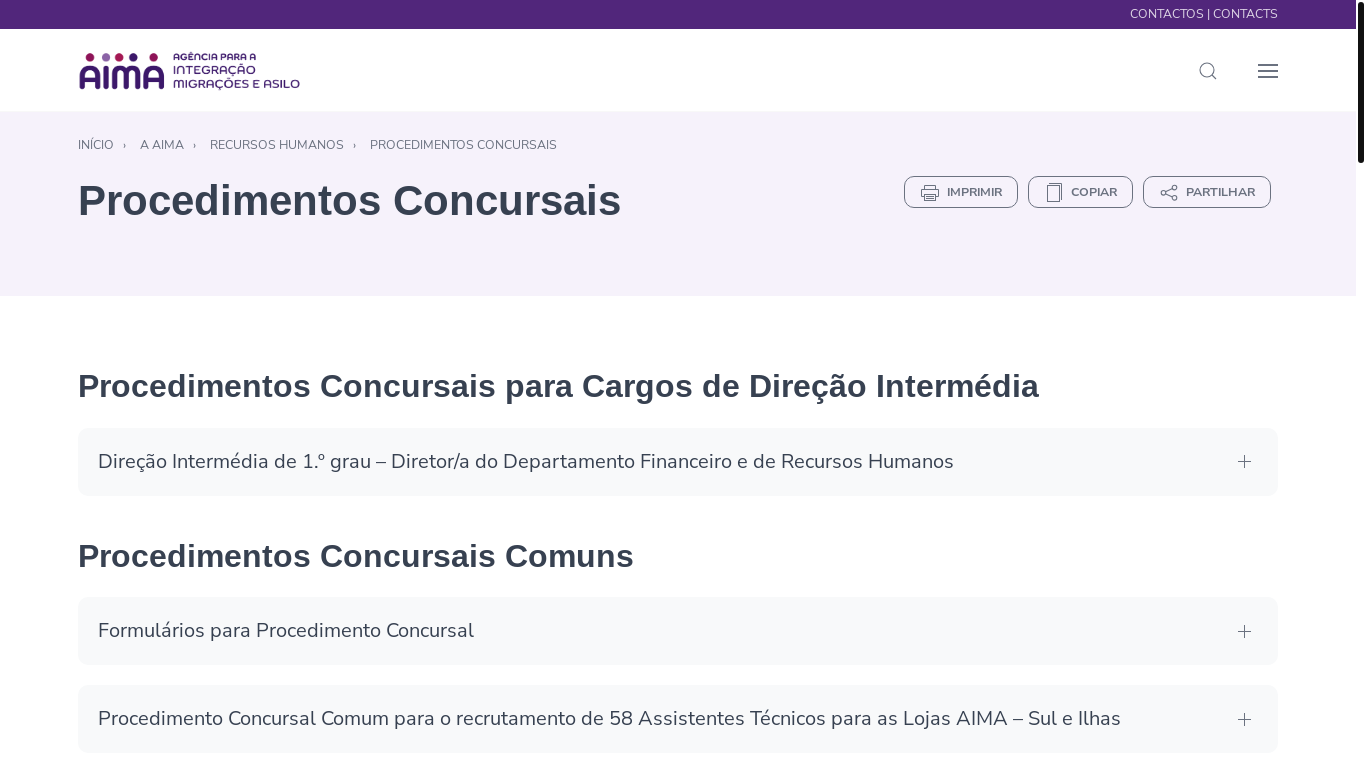 website screenshot of https://aima.gov.pt/pt/a-aima/recursos-humanos/procedimentos-concursais