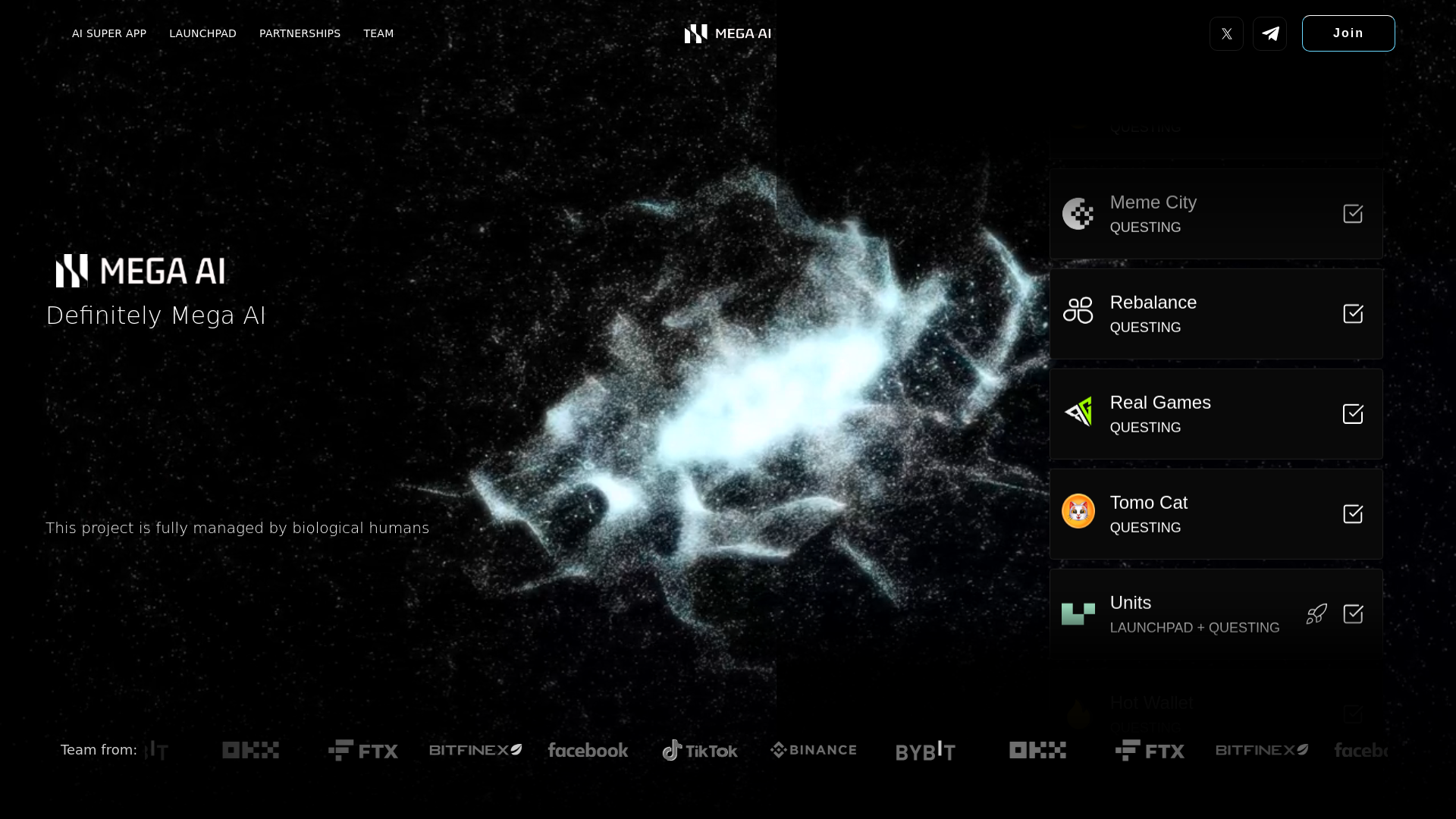 website screenshot of https://megaai.space/