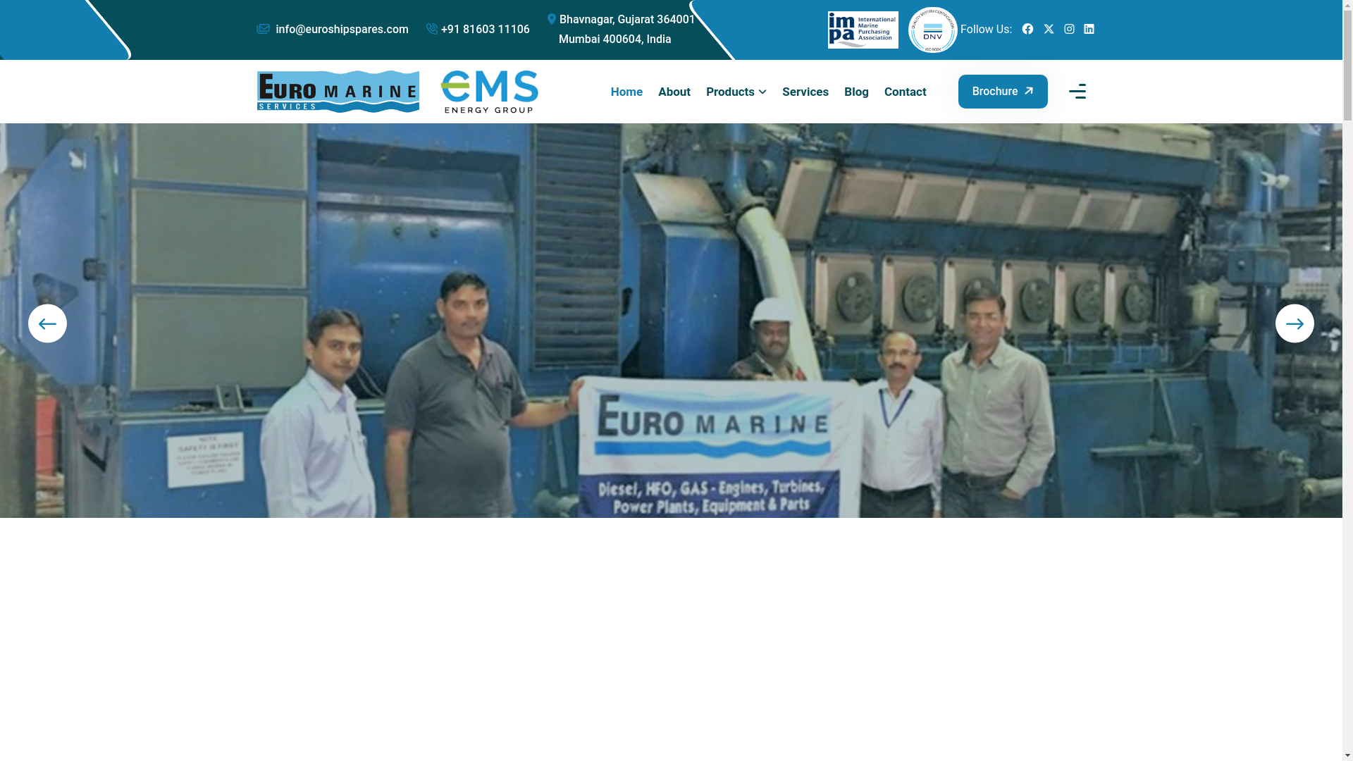 website screenshot of https://euroshipspares.com