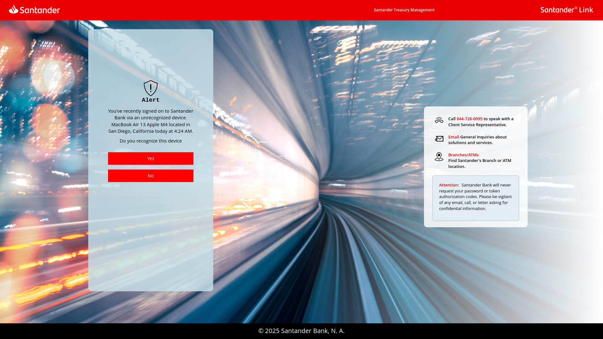 website screenshot of https://santanderlink.netlify.app