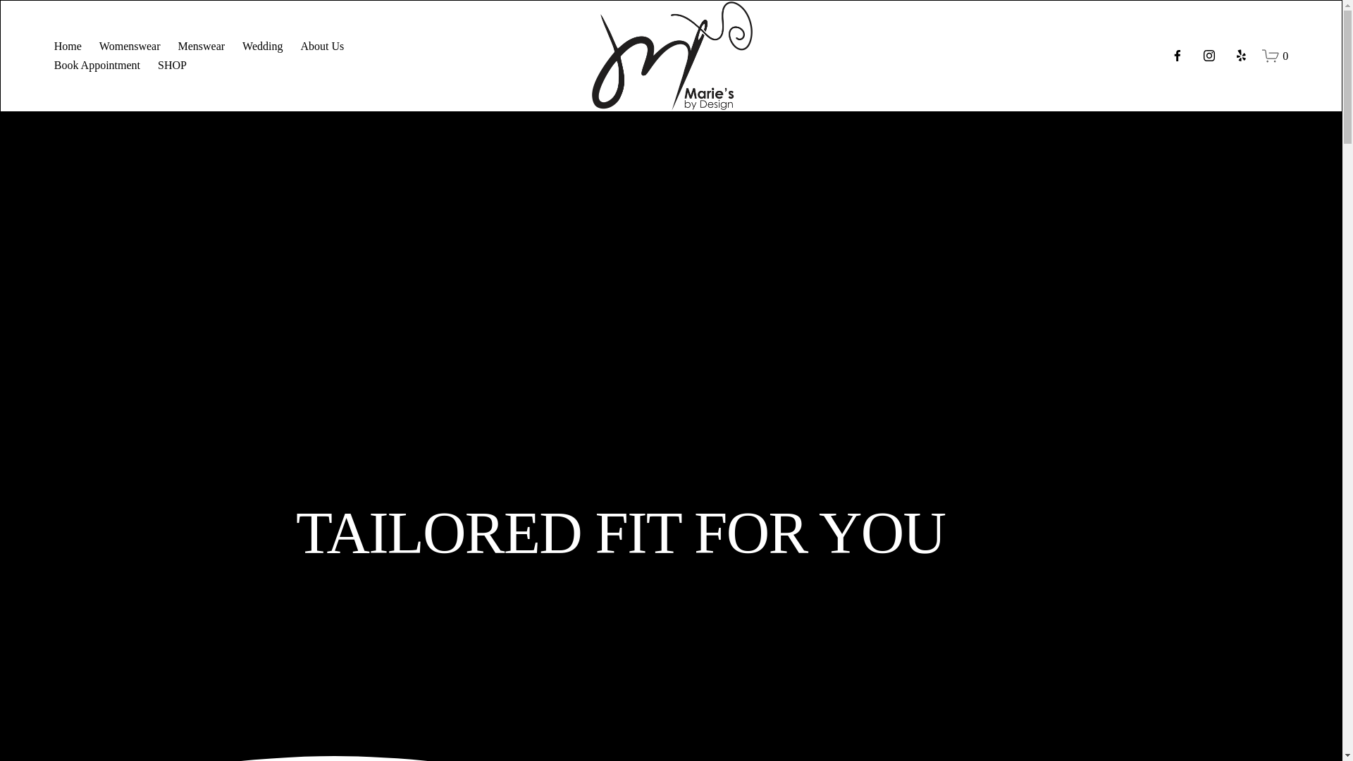 website screenshot of https://nariesappareldesign.com/