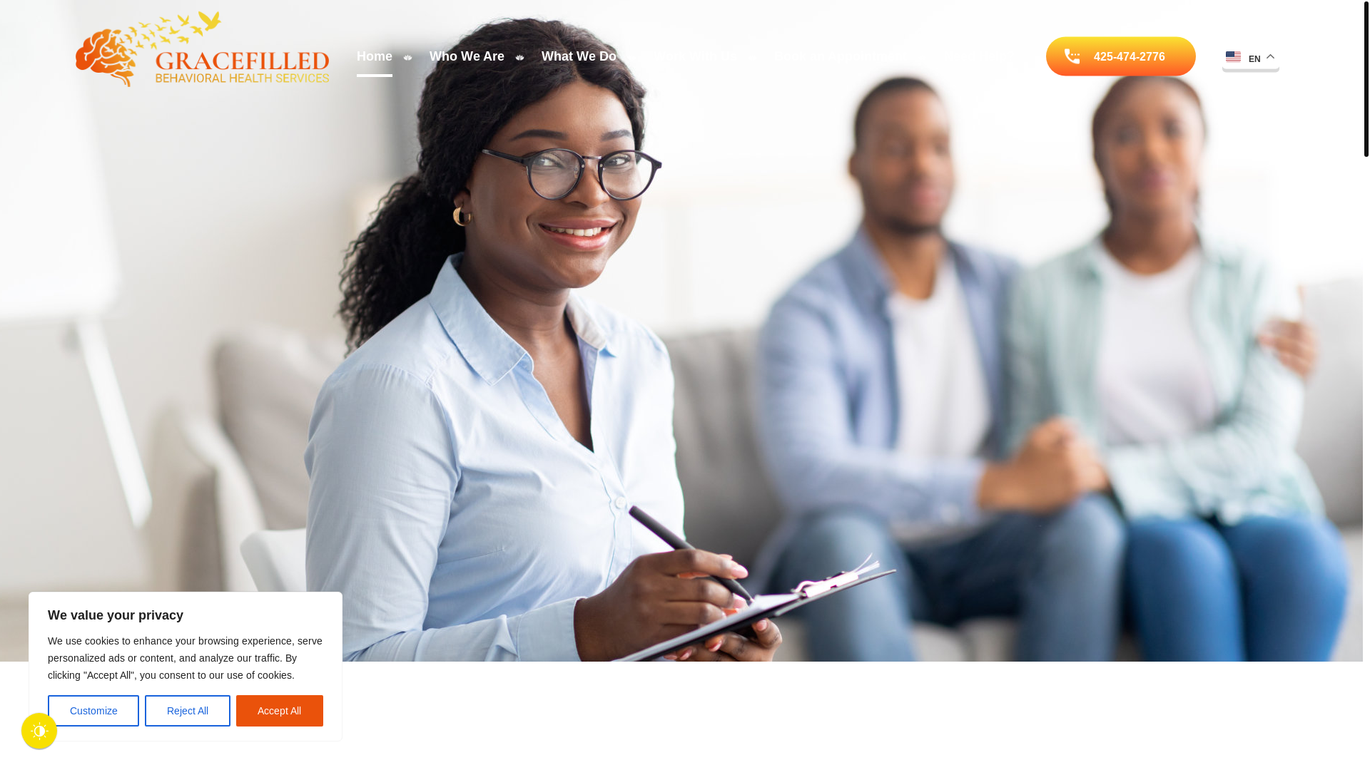 website screenshot of https://gracefilledbehavioralhealthservices.com/