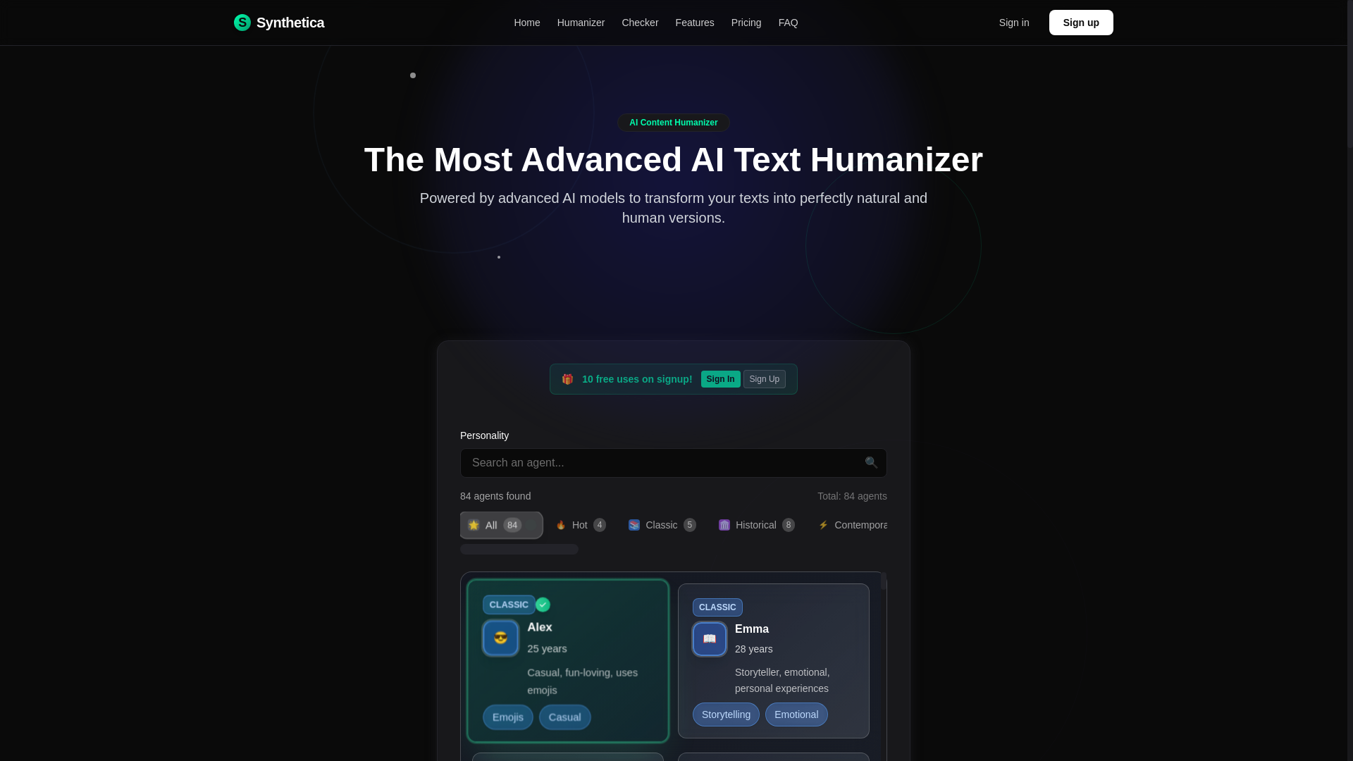 website screenshot of https://synthetica.fr/