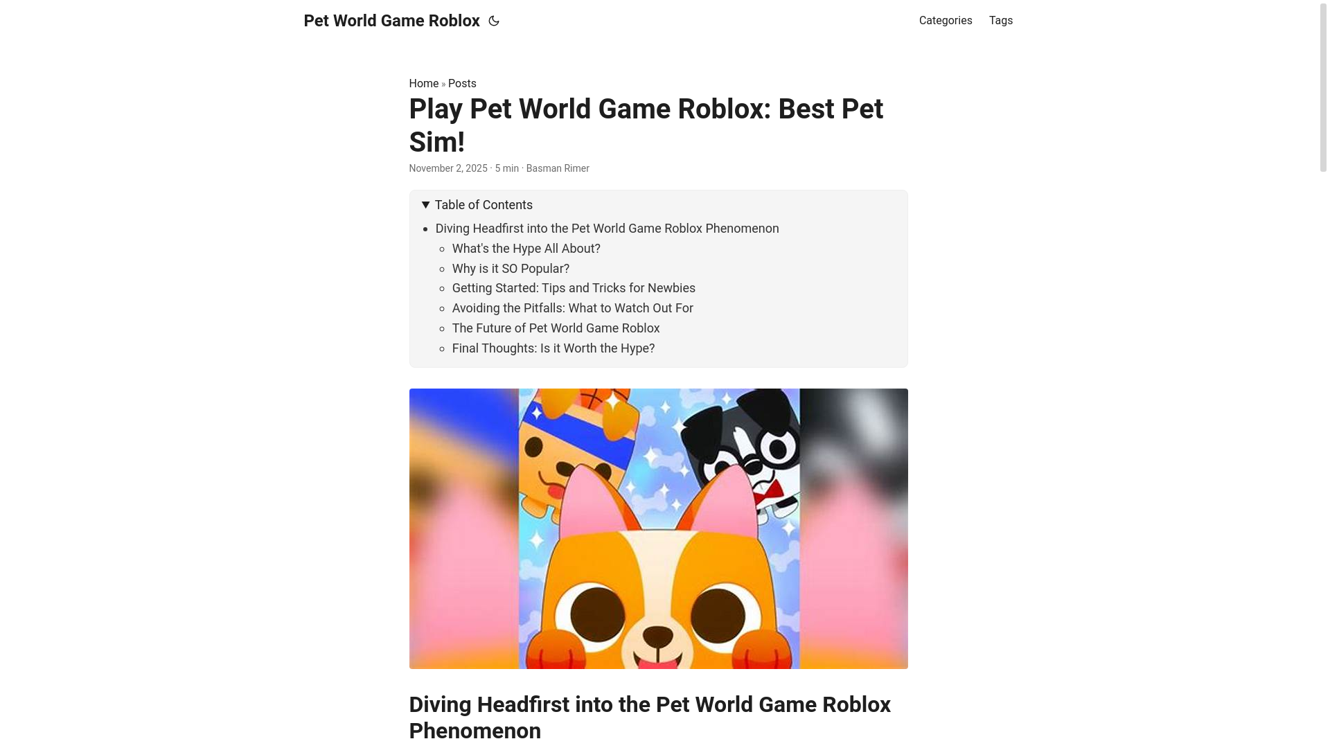 website screenshot of https://pet-world-game-roblox.pages.dev/