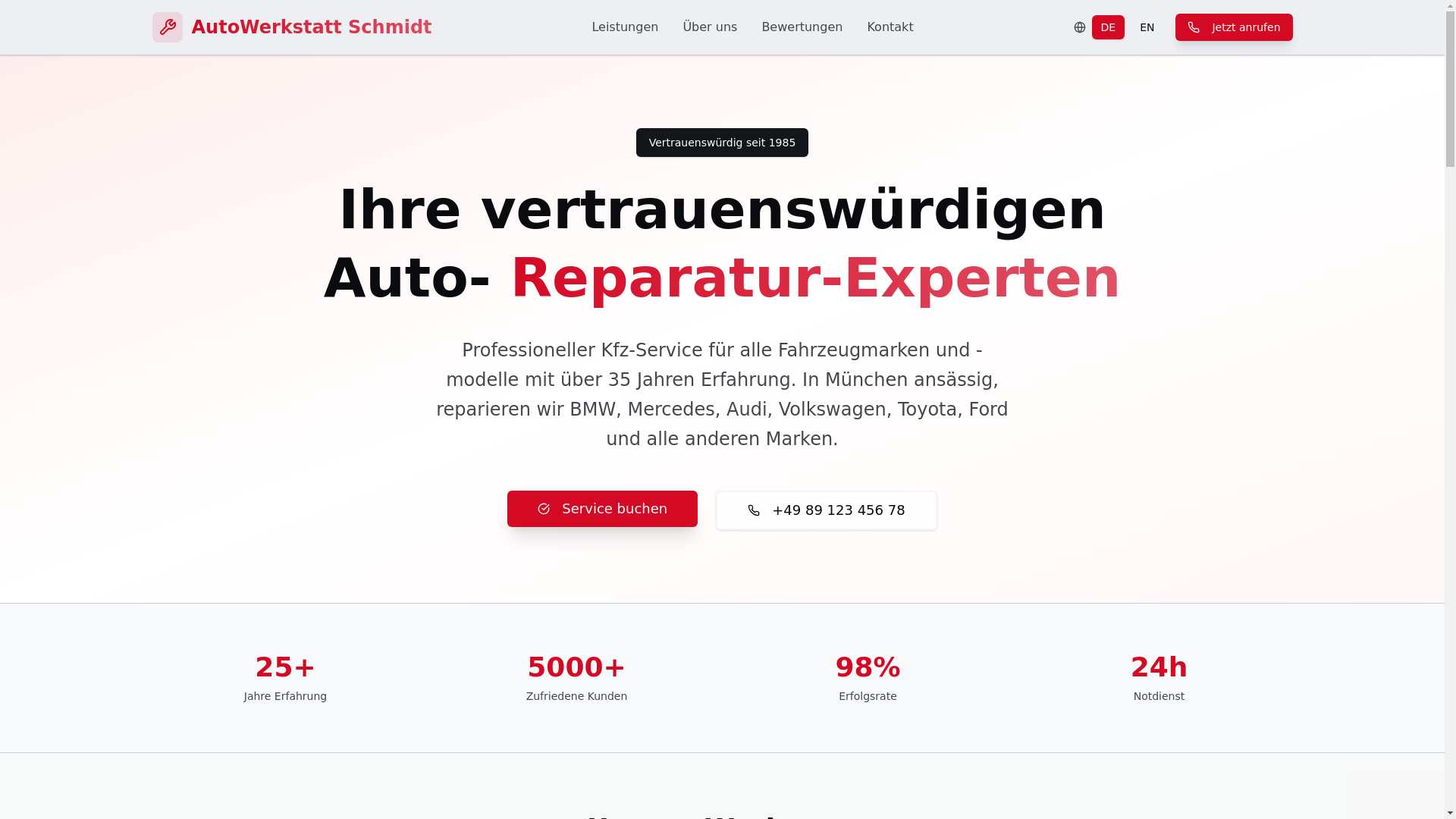 website screenshot of https://bavariagarage.de/