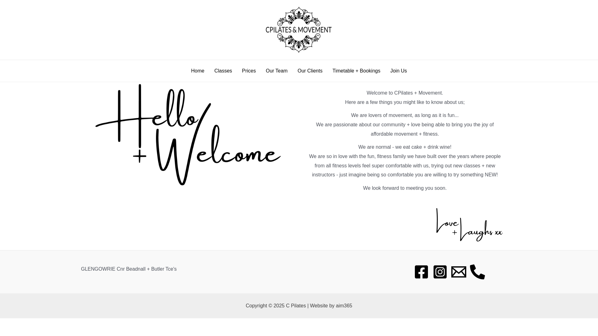 website screenshot of https://cpilates.online/