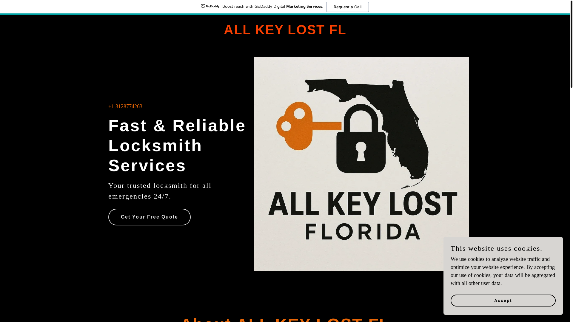 website screenshot of https://allkeyslostfl.com/
