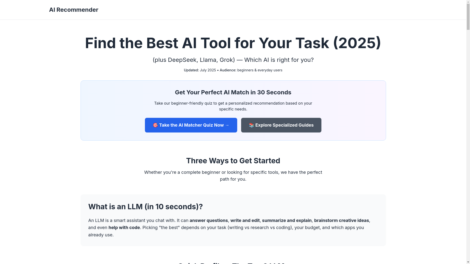 website screenshot of https://pickthebestai.com/