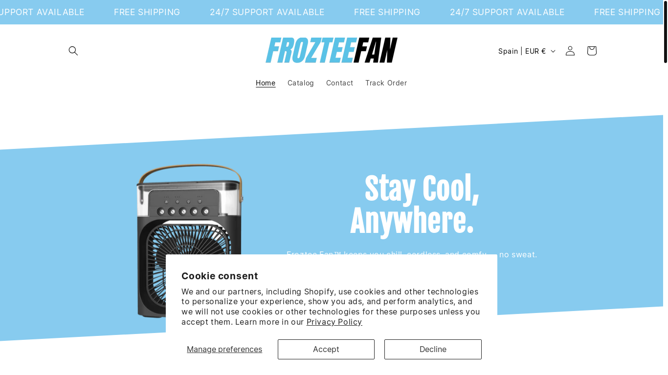 website screenshot of https://froztee.com/