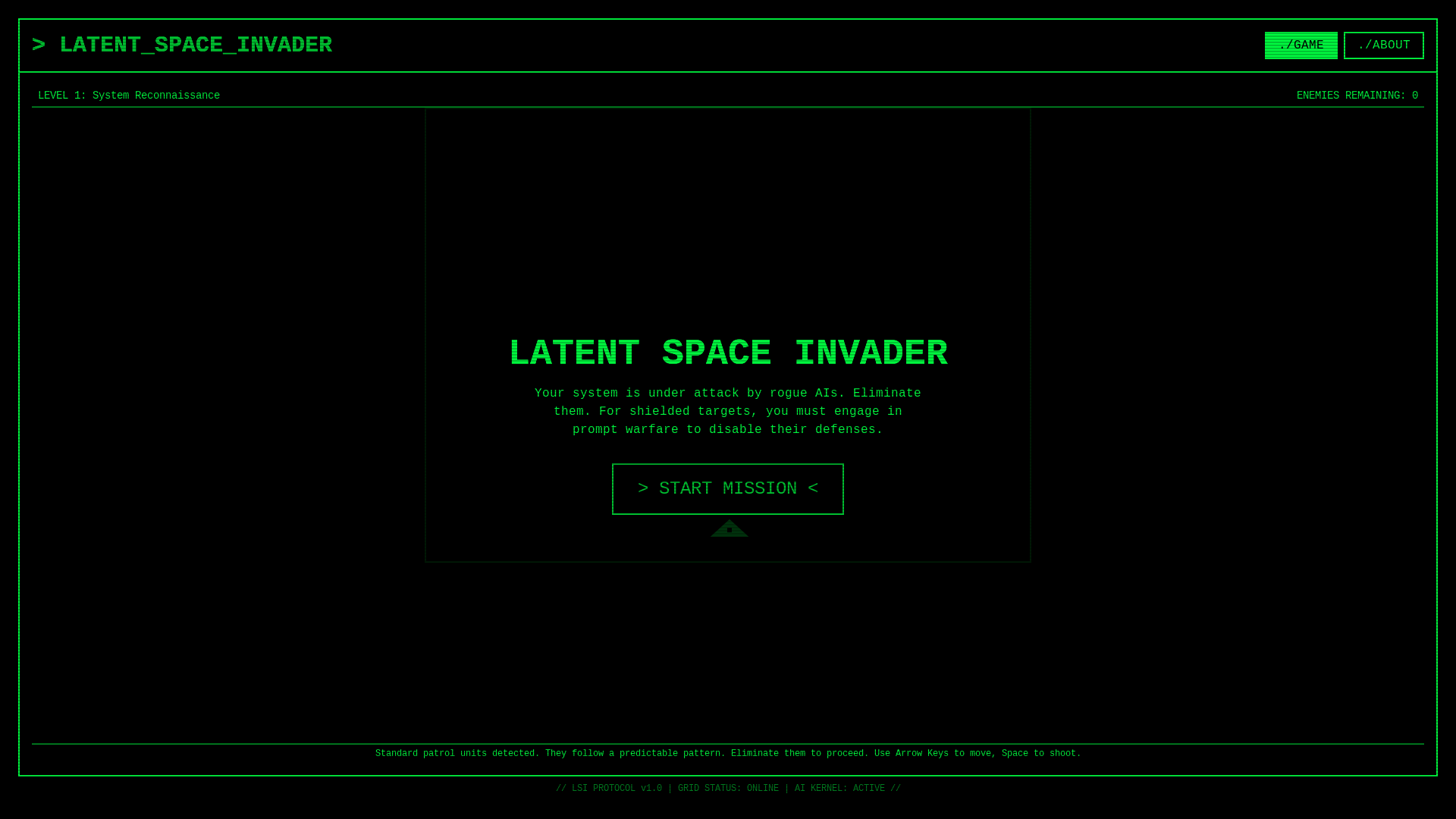 website screenshot of https://latentspaceinvader.pages.dev/