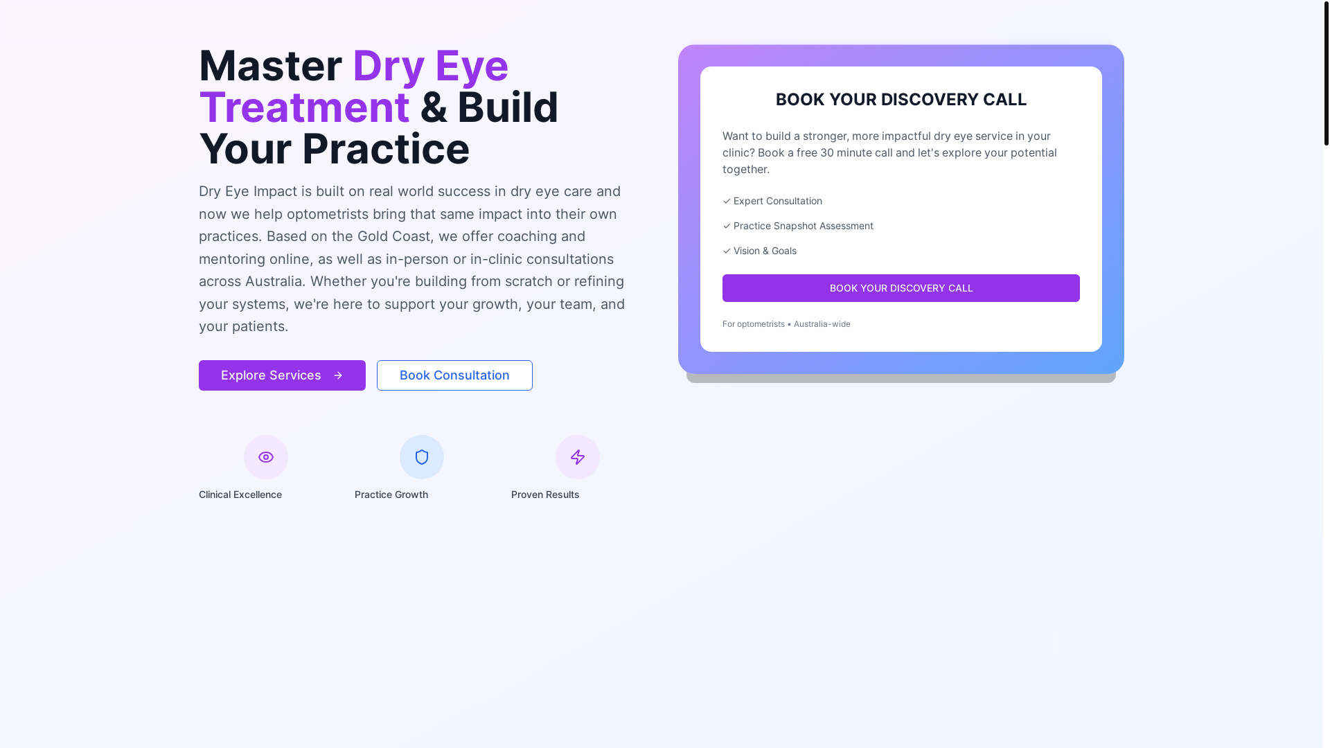 website screenshot of https://dryeyeimpact.com.au/