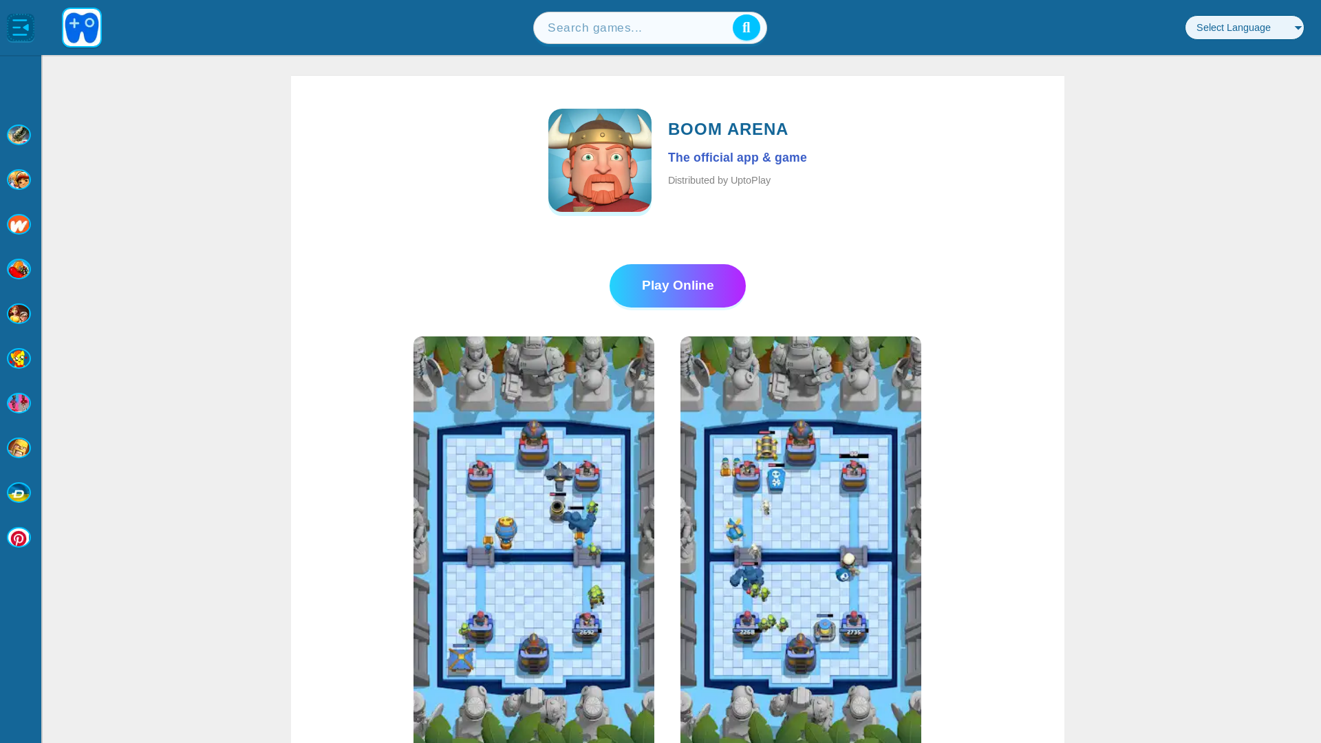 website screenshot of https://www.bing.com/ck/a?!&&p=cf6350cbfa6e640f97e990cab89ddded6a990b0b45ecf22108aff4647bd982d1JmltdHM9MTc2NDU0NzIwMA&ptn=3&ver=2&hsh=4&fclid=391ea8a7-9f64-6688-24b7-bb249ea06731&psq=boom+arean&u=a1aHR0cHM6Ly93d3cudXB0b3BsYXkubmV0L2Jvb20tYXJlbmEtb25saW5lLWdhbWUvY29tLmNpcmNsZWJveC5ib29tYXJlbmE