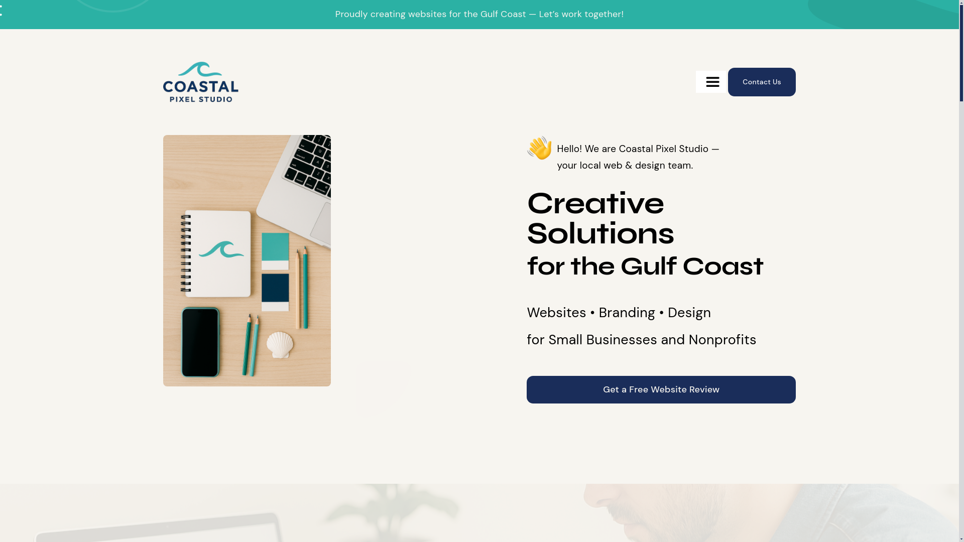 website screenshot of https://coastalpixelstudio.com/