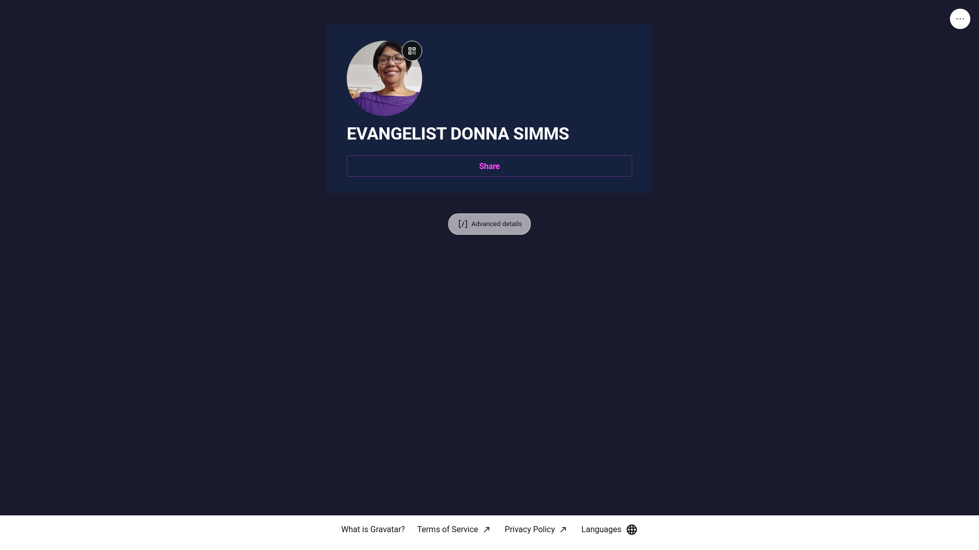 website screenshot of https://evangelistdonnasimms.link/